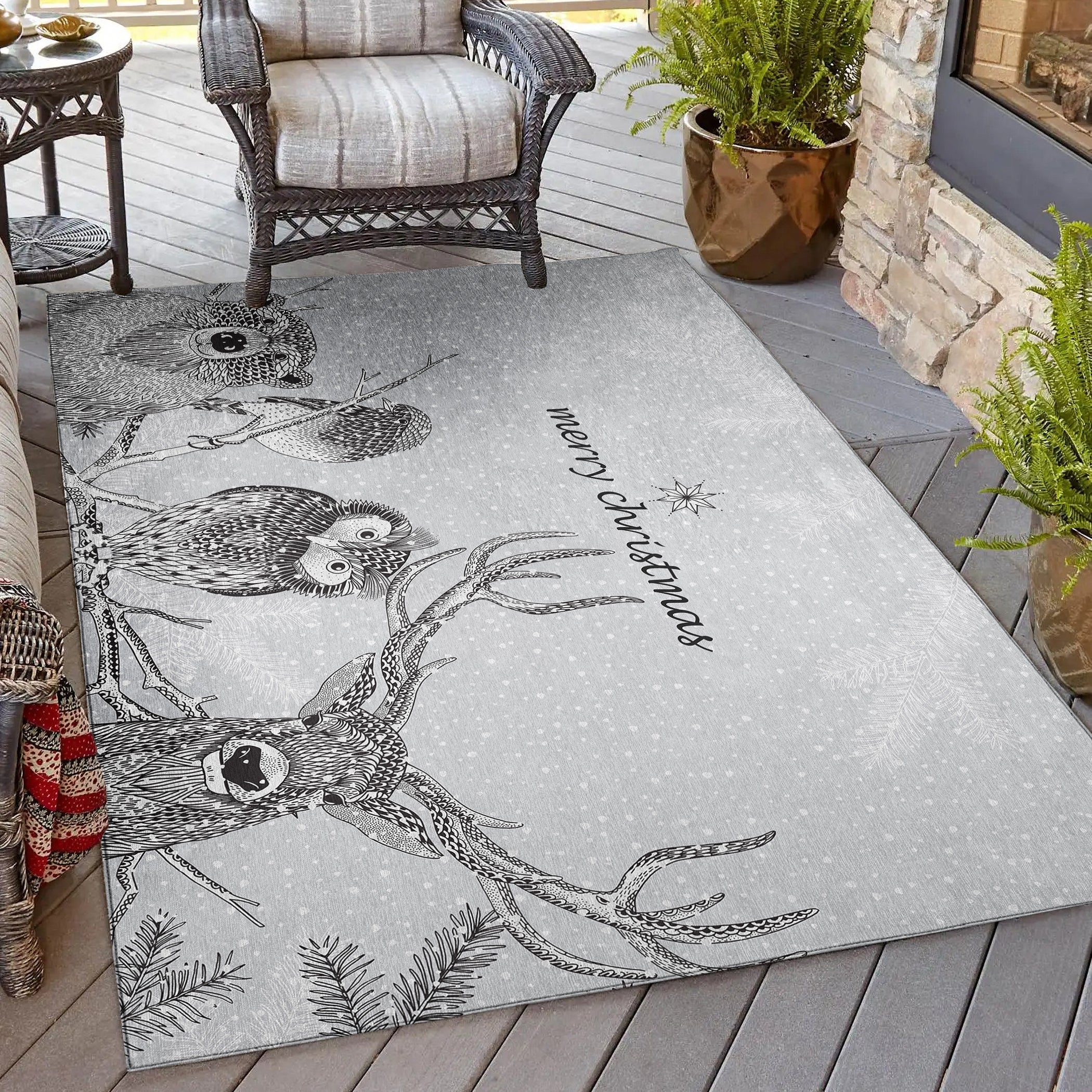 Luxury Machine Washable Indoor/Outdoor Holiday WN10 Flannel Gray Rug 2'6" x 3'10" #shape_Rectangle