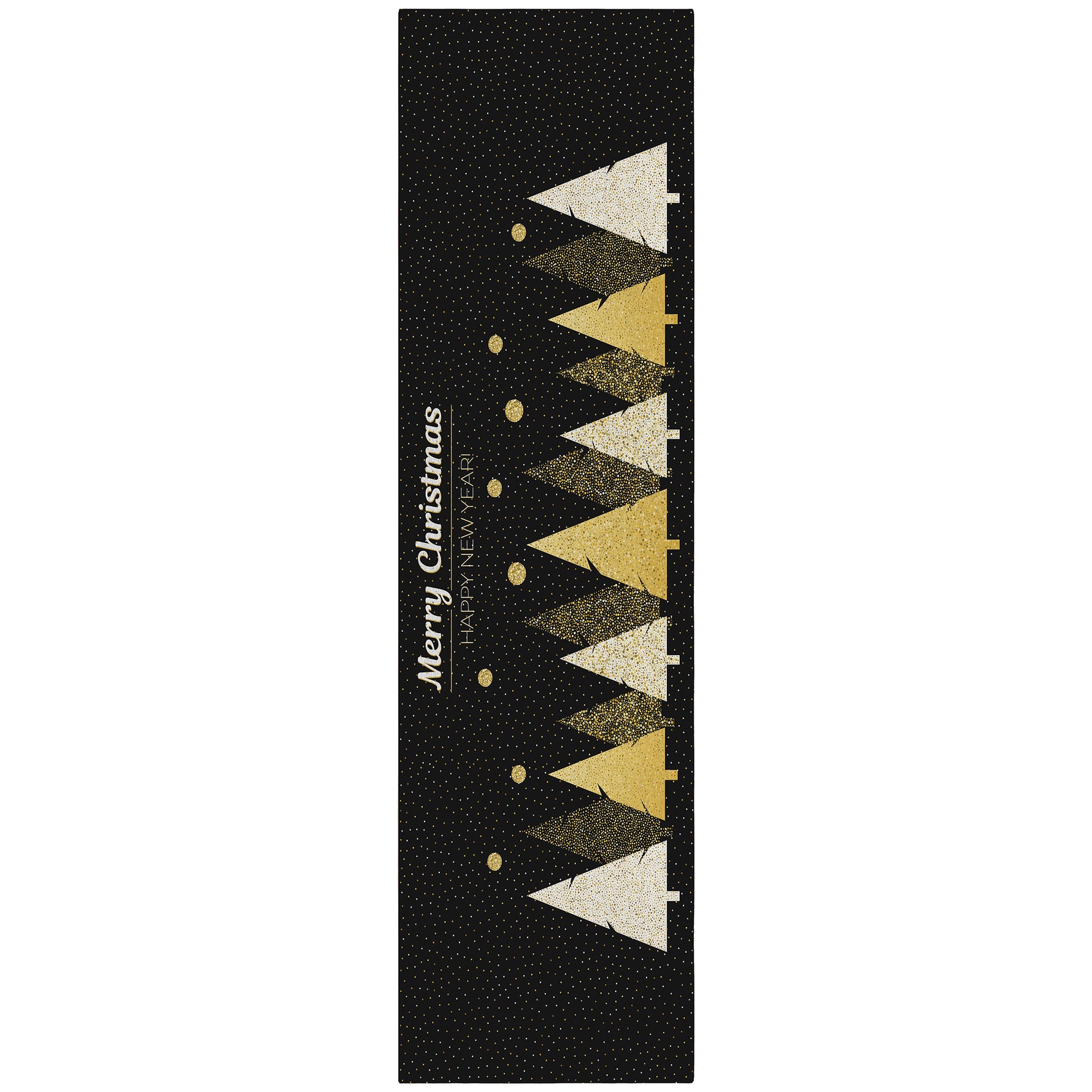 Luxury Machine Washable Indoor/Outdoor Holiday WN11 Black Rug 2'3" x 7'6" #shape_Runner