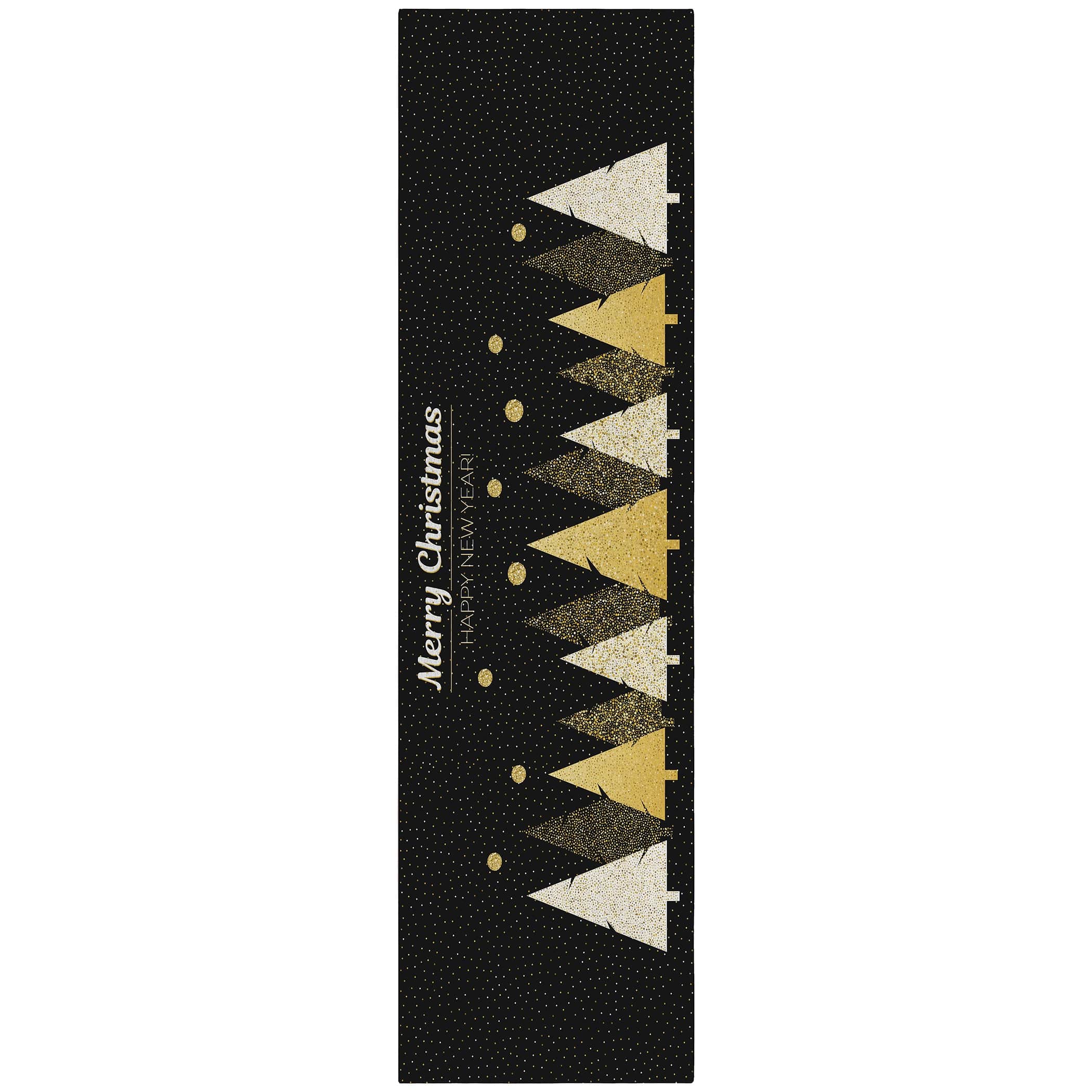 Luxury Machine Washable Indoor/Outdoor Holiday WN11 Black Rug 2'3" x 7'6" #shape_Runner