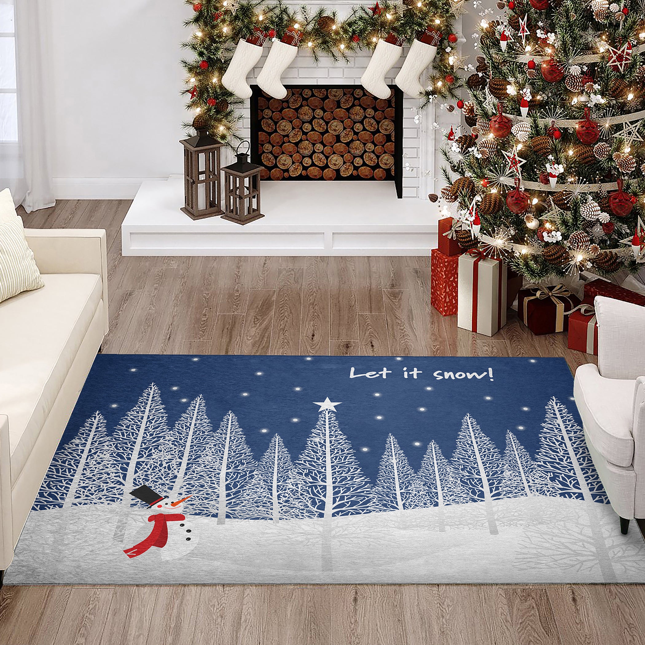 Luxury Machine Washable Indoor/Outdoor Holiday WN12 Navy Blue Rug 2'6" x 3'10" #shape_Rectangle