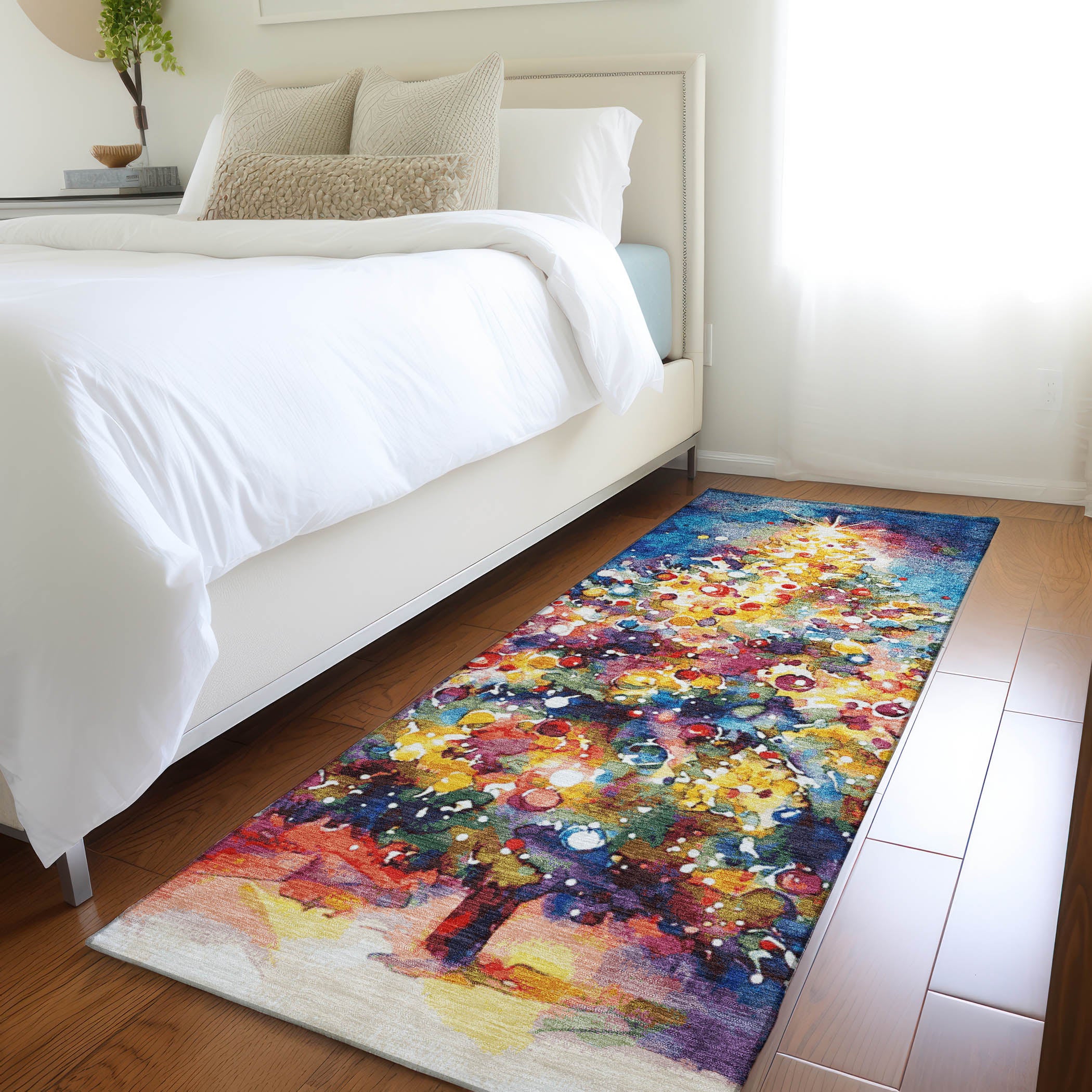 Luxury Machine Washable Indoor/Outdoor Holiday WN14 Navy Blue Rug 2'3" x 7'6" #shape_Runner