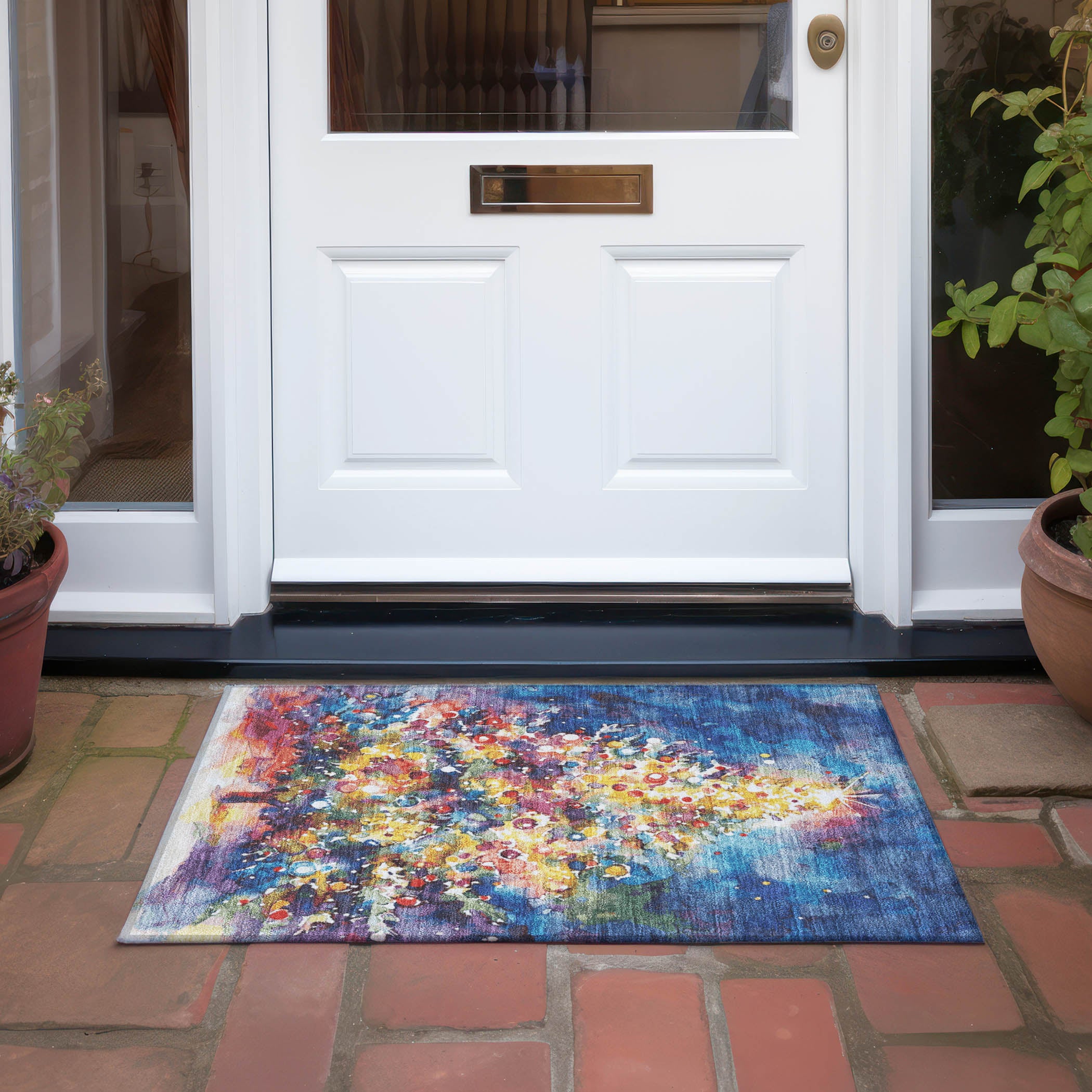 Luxury Machine Washable Indoor/Outdoor Holiday WN14 Navy Blue Rug 1'8" x 2'6" #shape_Rectangle