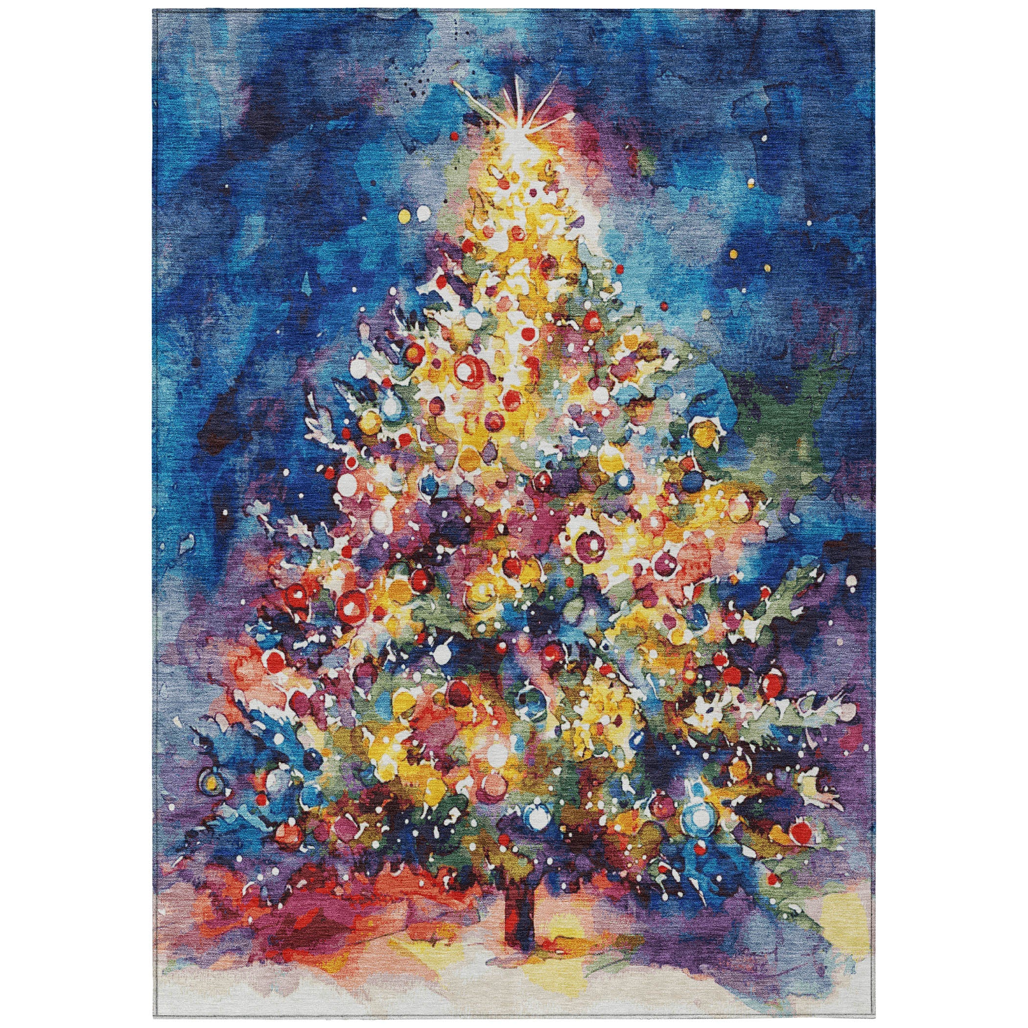 Luxury Machine Washable Indoor/Outdoor Holiday WN14 Navy Blue Rug 2'6" x 3'10" #shape_Rectangle