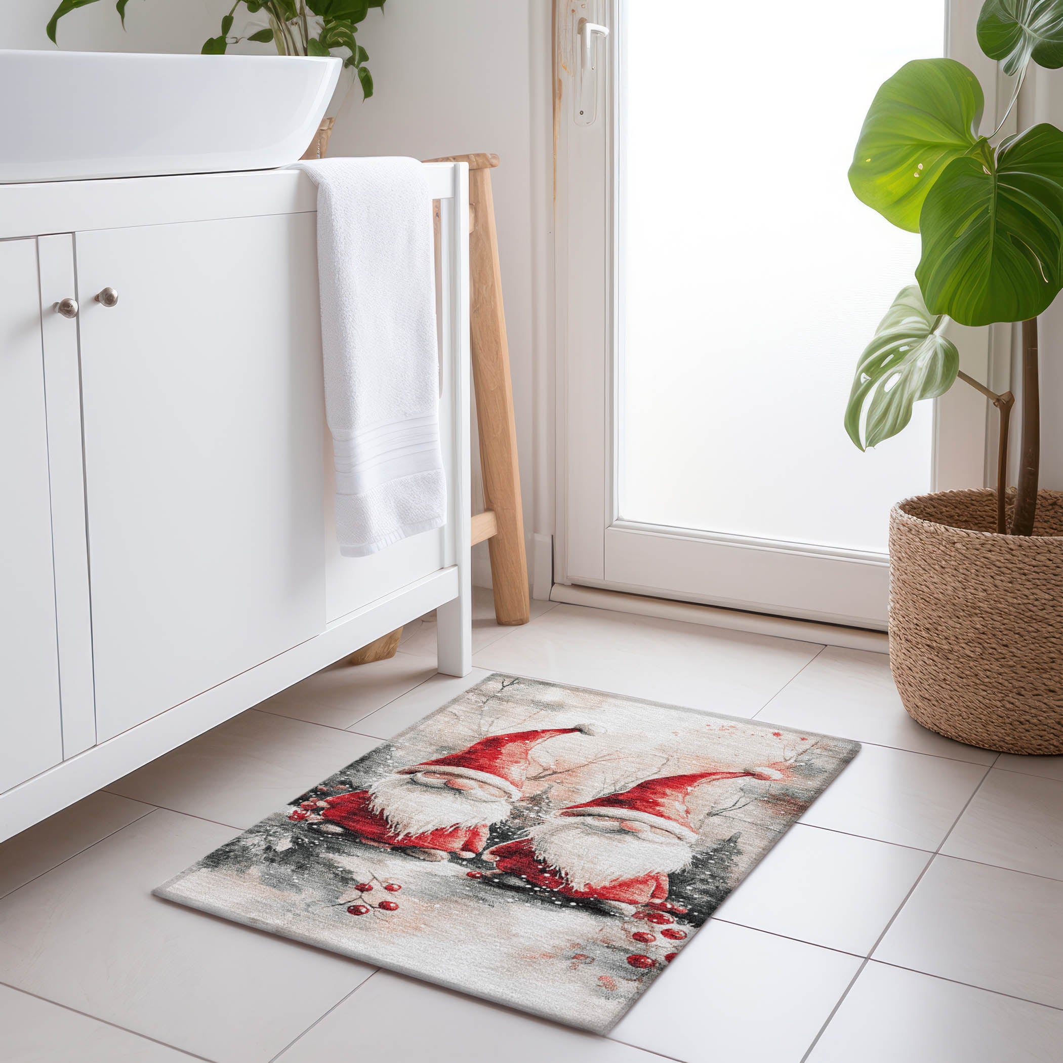 Luxury Machine Washable Indoor/Outdoor Holiday WN16 Ivory Rug 1'8" x 2'6" #shape_Rectangle