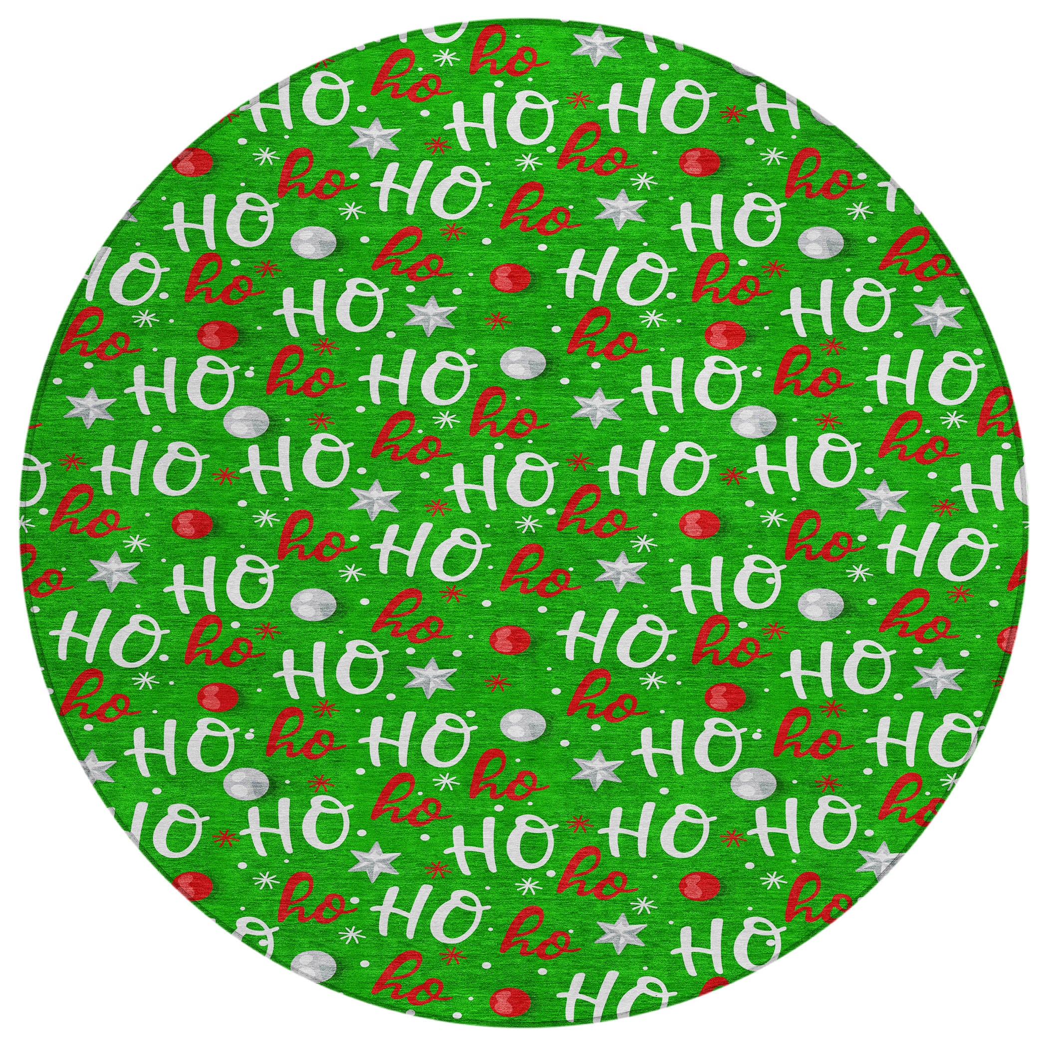 Luxury Machine Washable Indoor/Outdoor Holiday WN18 Green Rug 8' x 8' #shape_Round