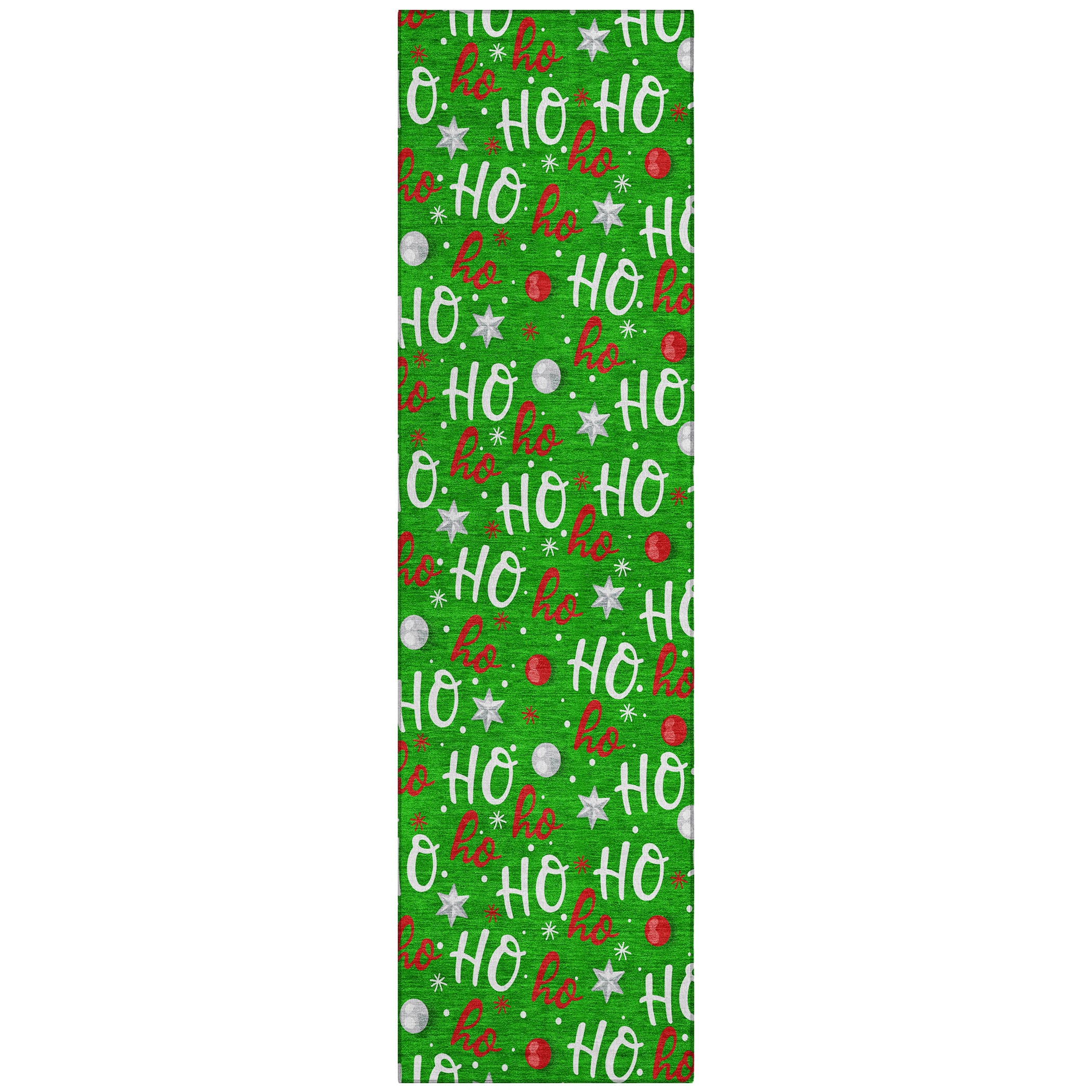 Luxury Machine Washable Indoor/Outdoor Holiday WN18 Green Rug 2'3" x 7'6" #shape_Runner