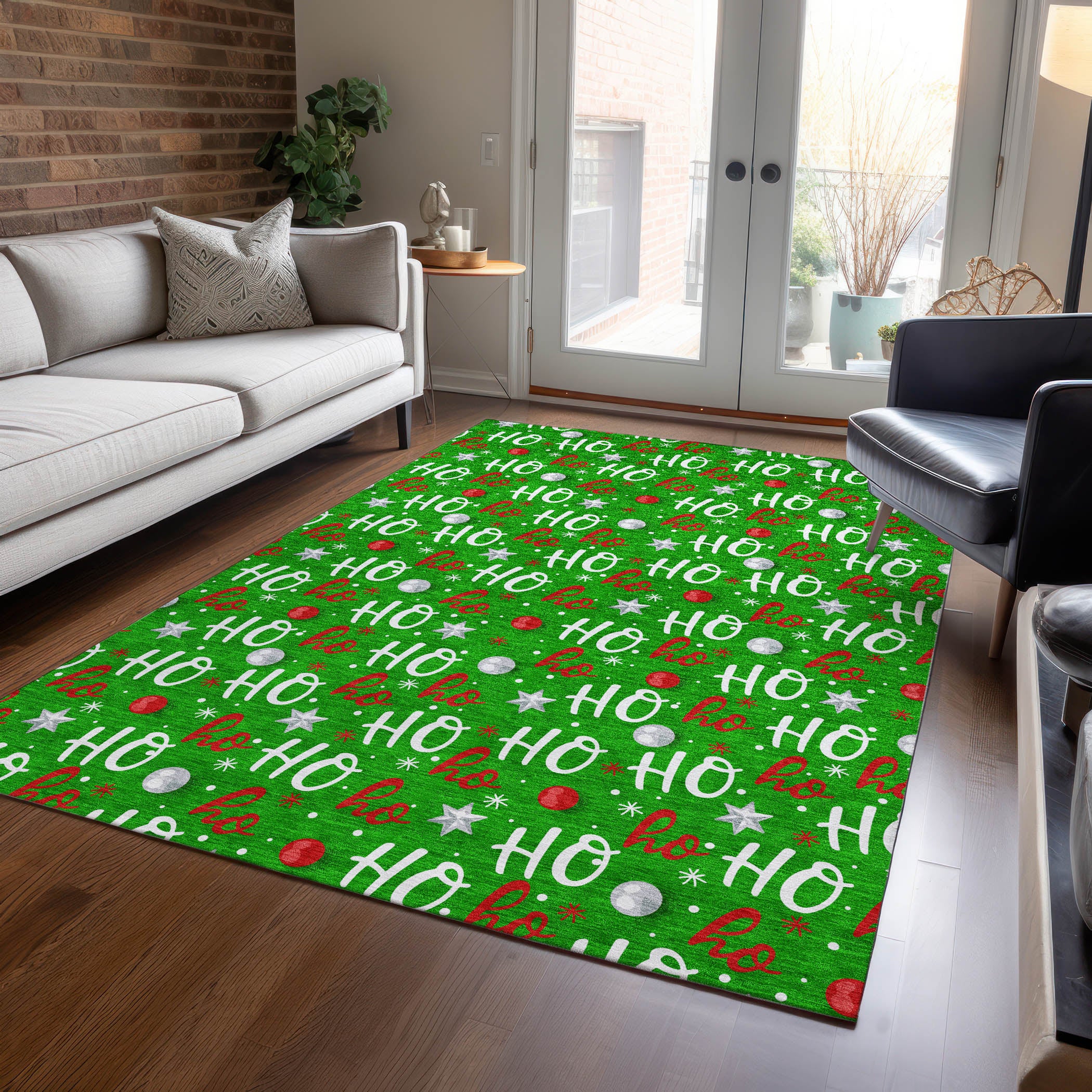 Luxury Machine Washable Indoor/Outdoor Holiday WN18 Green Rug 2'6" x 3'10" #shape_Rectangle