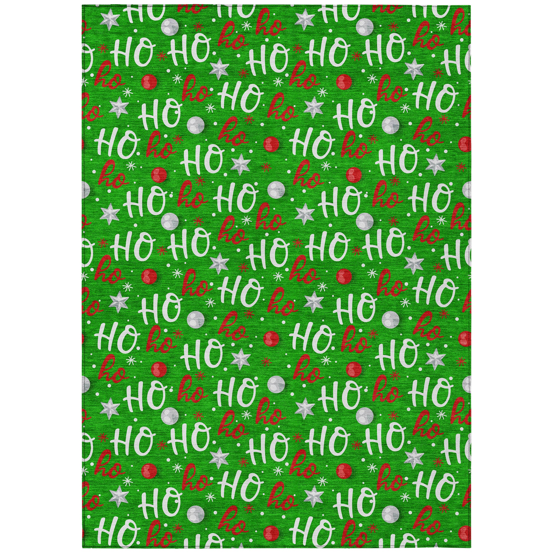 Luxury Machine Washable Indoor/Outdoor Holiday WN18 Green Rug 2'6" x 3'10" #shape_Rectangle