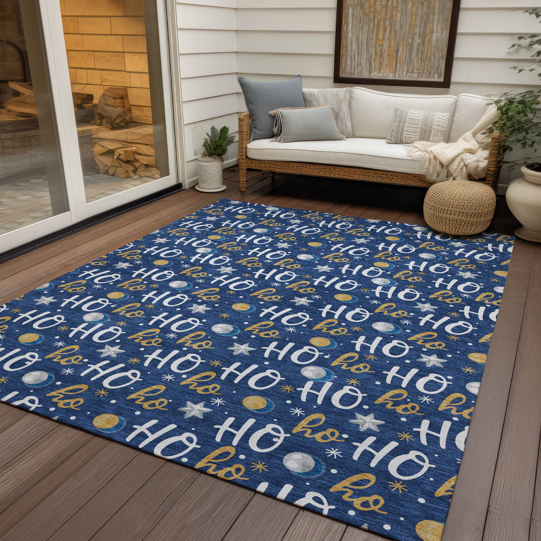 Luxury Machine Washable Indoor/Outdoor Holiday WN18 Navy Blue Rug 2'6" x 3'10" #shape_Rectangle