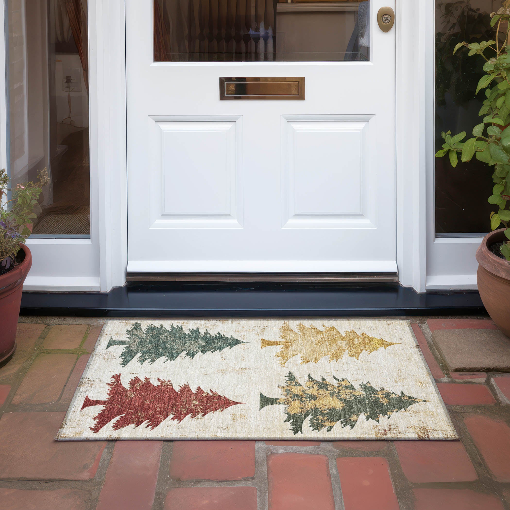 Luxury Machine Washable Indoor/Outdoor Holiday WN19 Ivory Rug 1'8" x 2'6" #shape_Rectangle