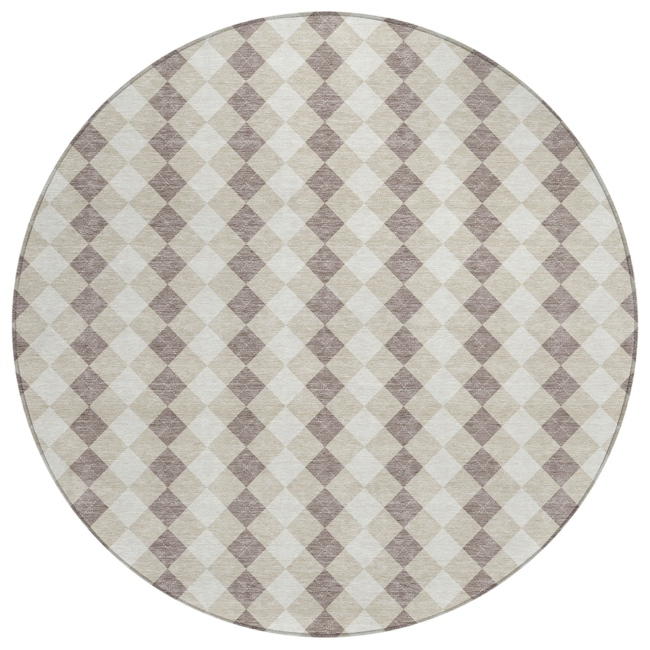 Luxury Machine Washable Indoor/Outdoor Holiday WN20 Beige Ivory Rug 8' x 8' #shape_Round