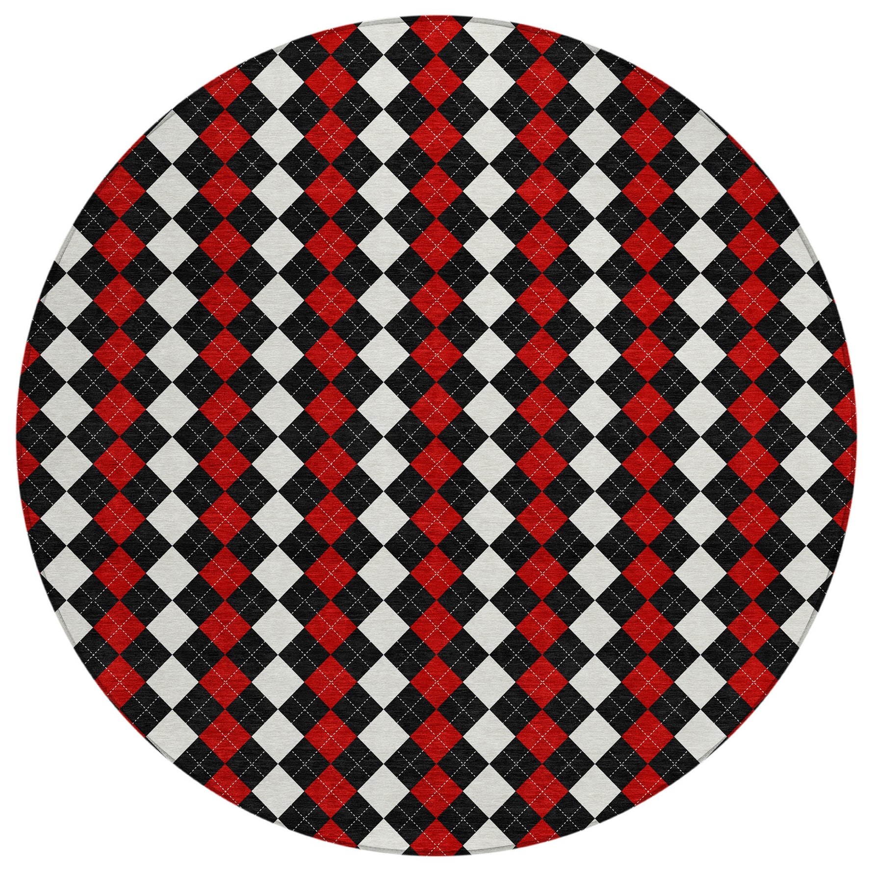 Luxury Machine Washable Indoor/Outdoor Holiday WN20 Black Rug 8' x 8' #shape_Round