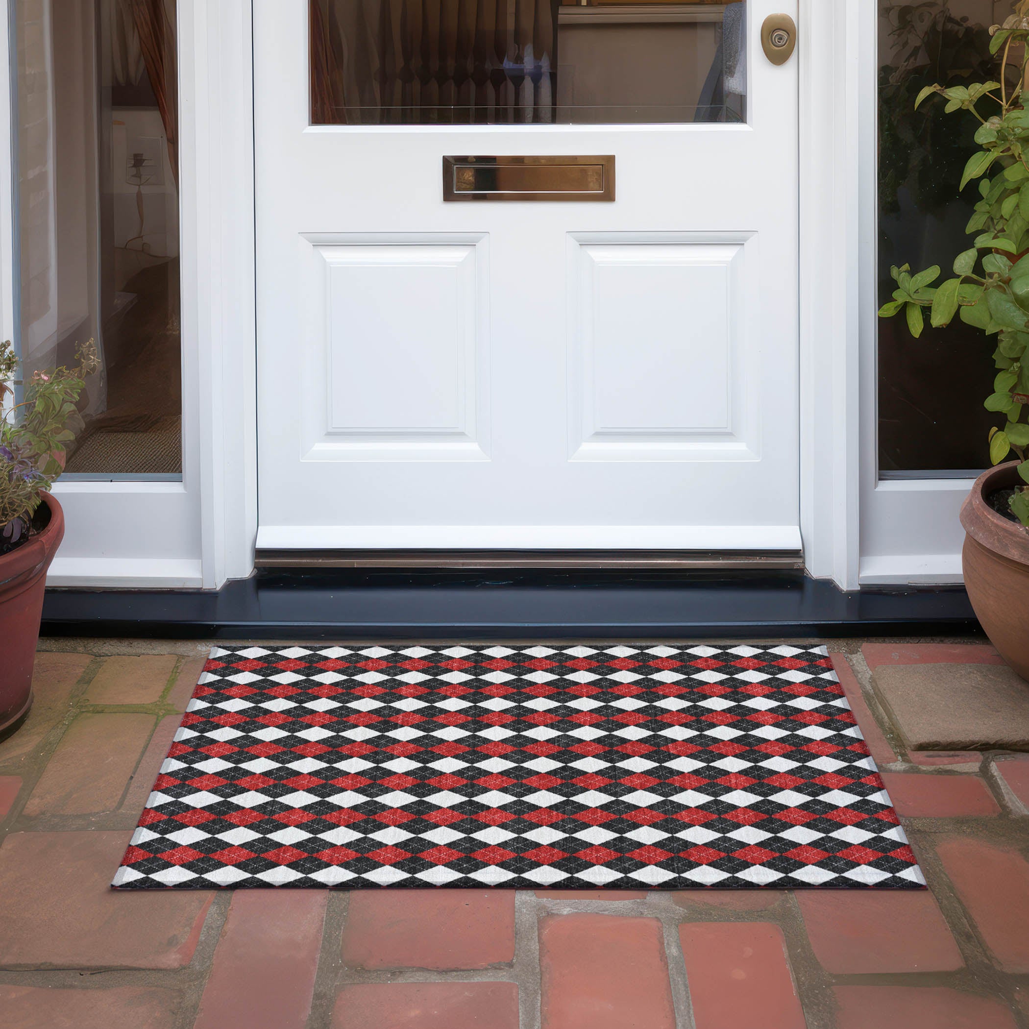 Luxury Machine Washable Indoor/Outdoor Holiday WN20 Black Rug 1'8" x 2'6" #shape_Rectangle