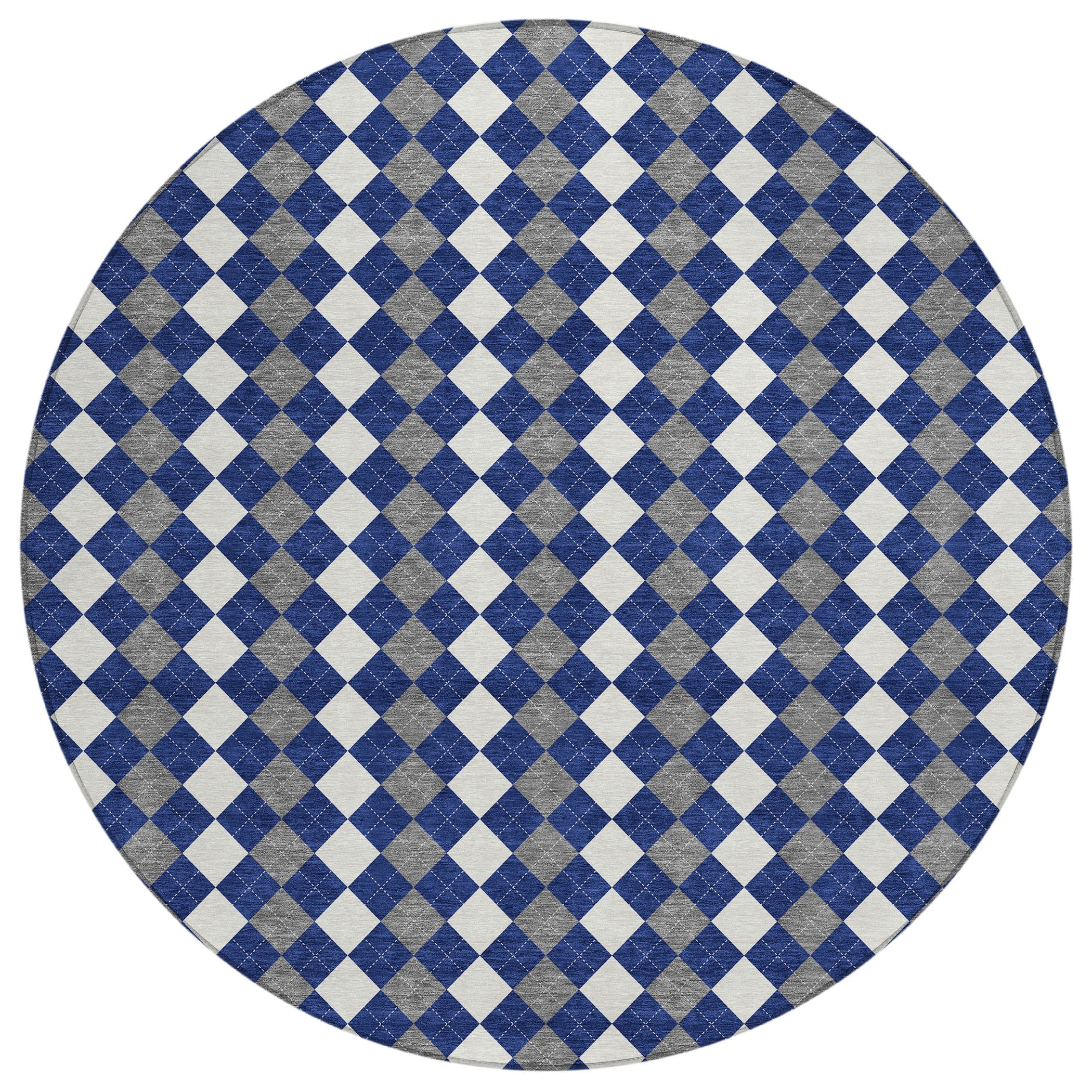 Luxury Machine Washable Indoor/Outdoor Holiday WN20 Navy Blue Rug 8' x 8' #shape_Round