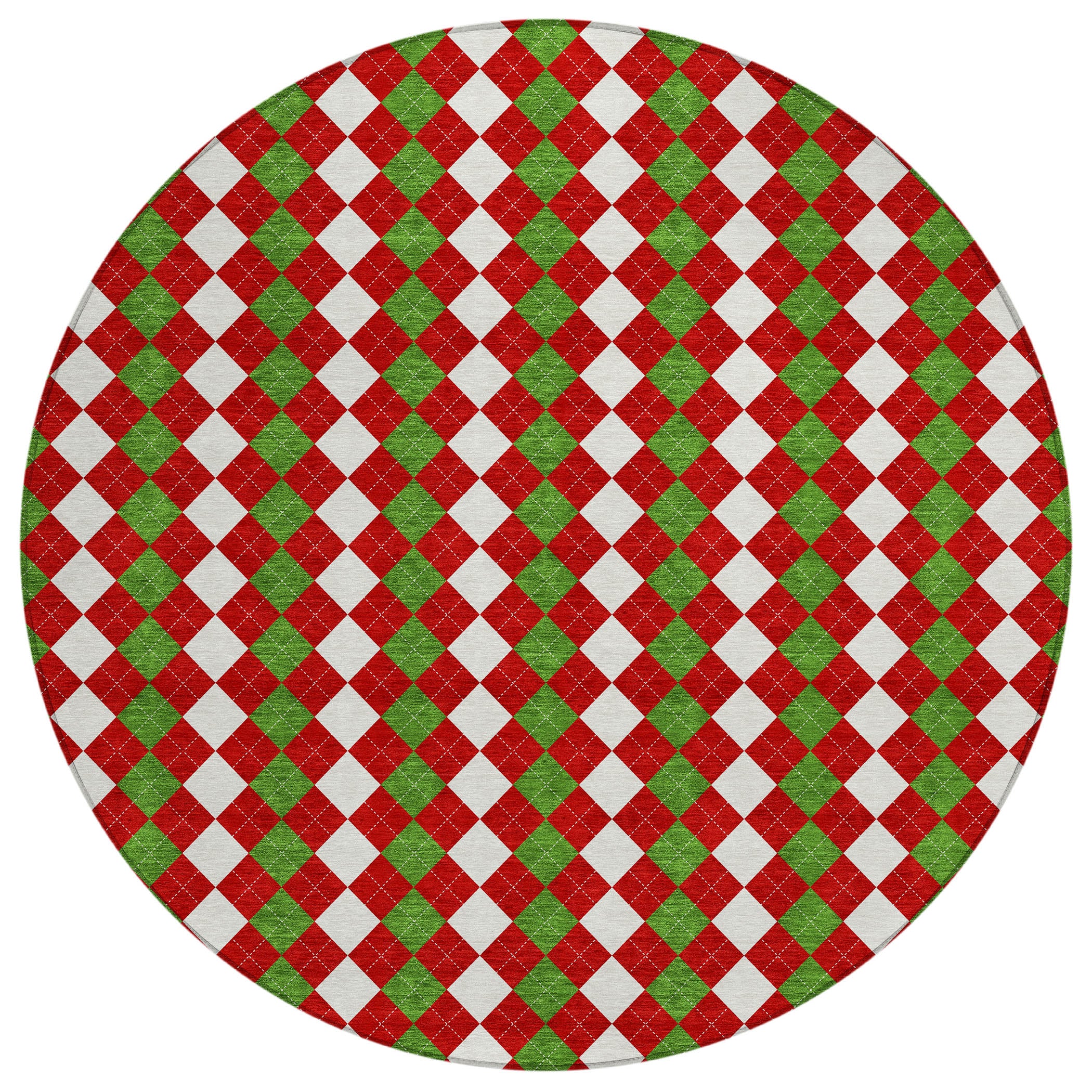 Luxury Machine Washable Indoor/Outdoor Holiday WN20 Red Rug 8' x 8' #shape_Round