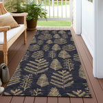 Luxury Machine Washable Indoor/Outdoor Holiday WN21 Black Rug 2'3" x 7'6" #shape_Runner
