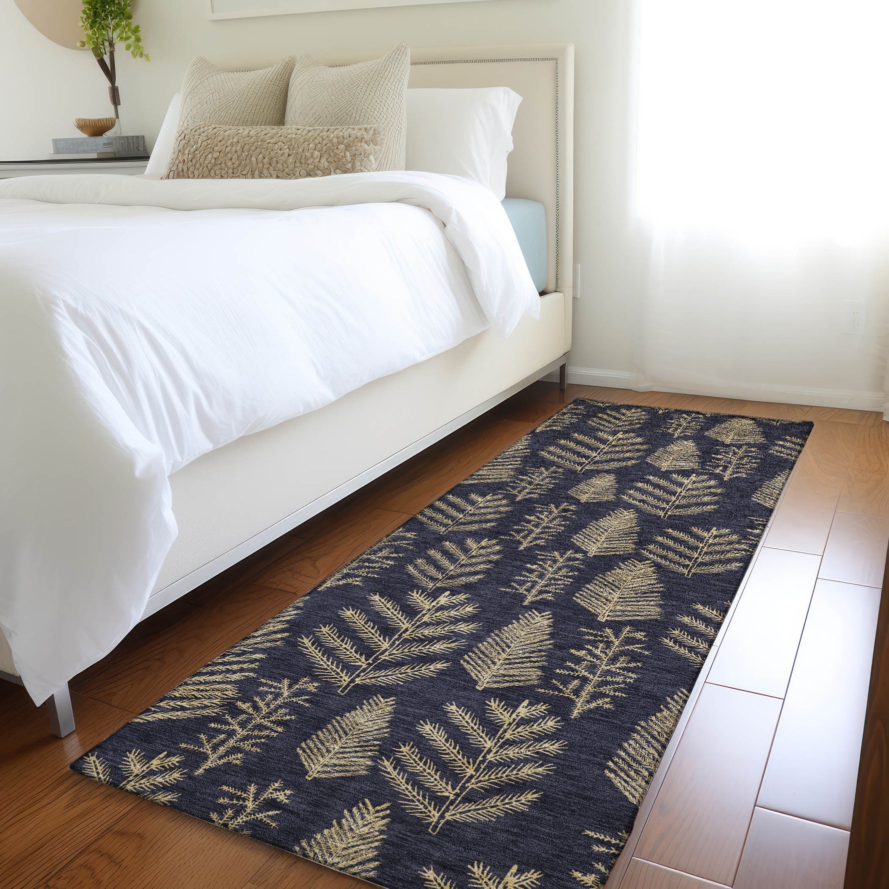 Luxury Machine Washable Indoor/Outdoor Holiday WN21 Black Rug 2'3" x 7'6" #shape_Runner