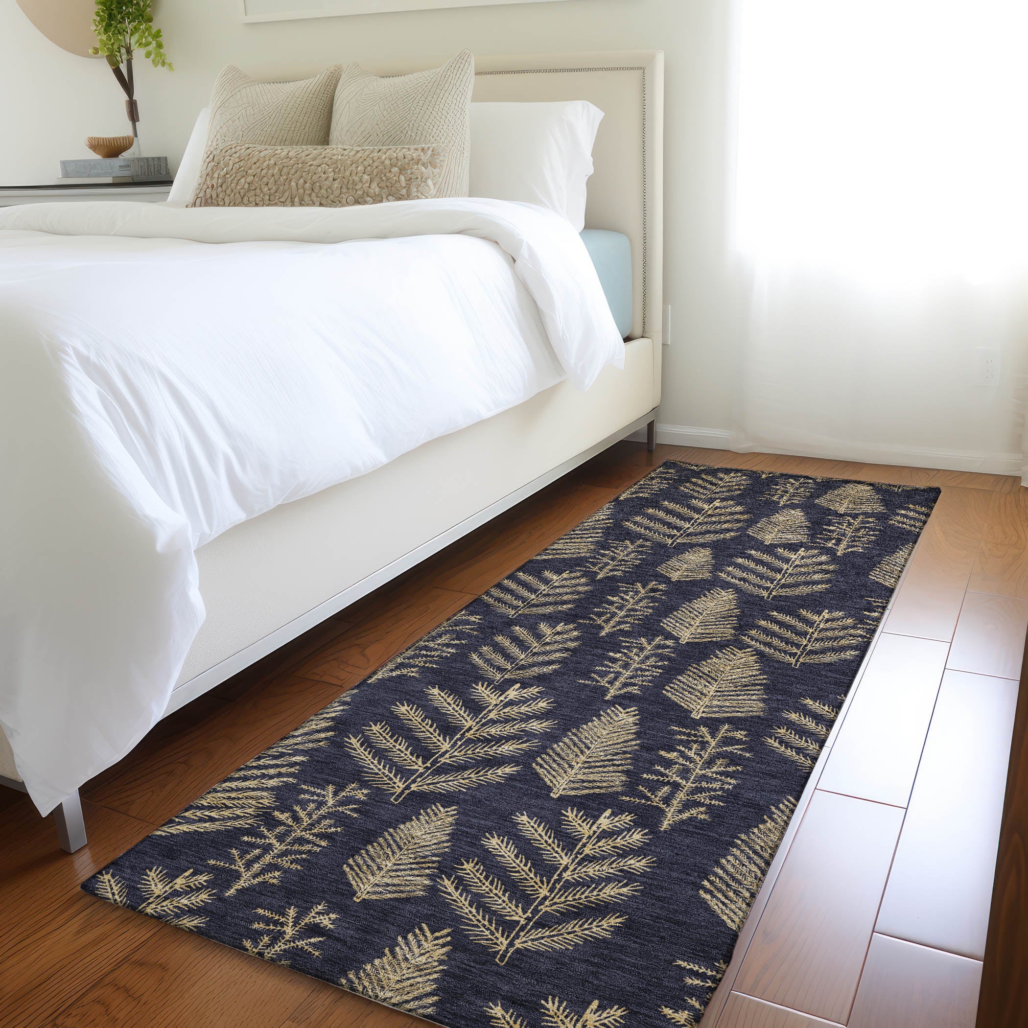 Luxury Machine Washable Indoor/Outdoor Holiday WN21 Black Rug 2'3" x 7'6" #shape_Runner