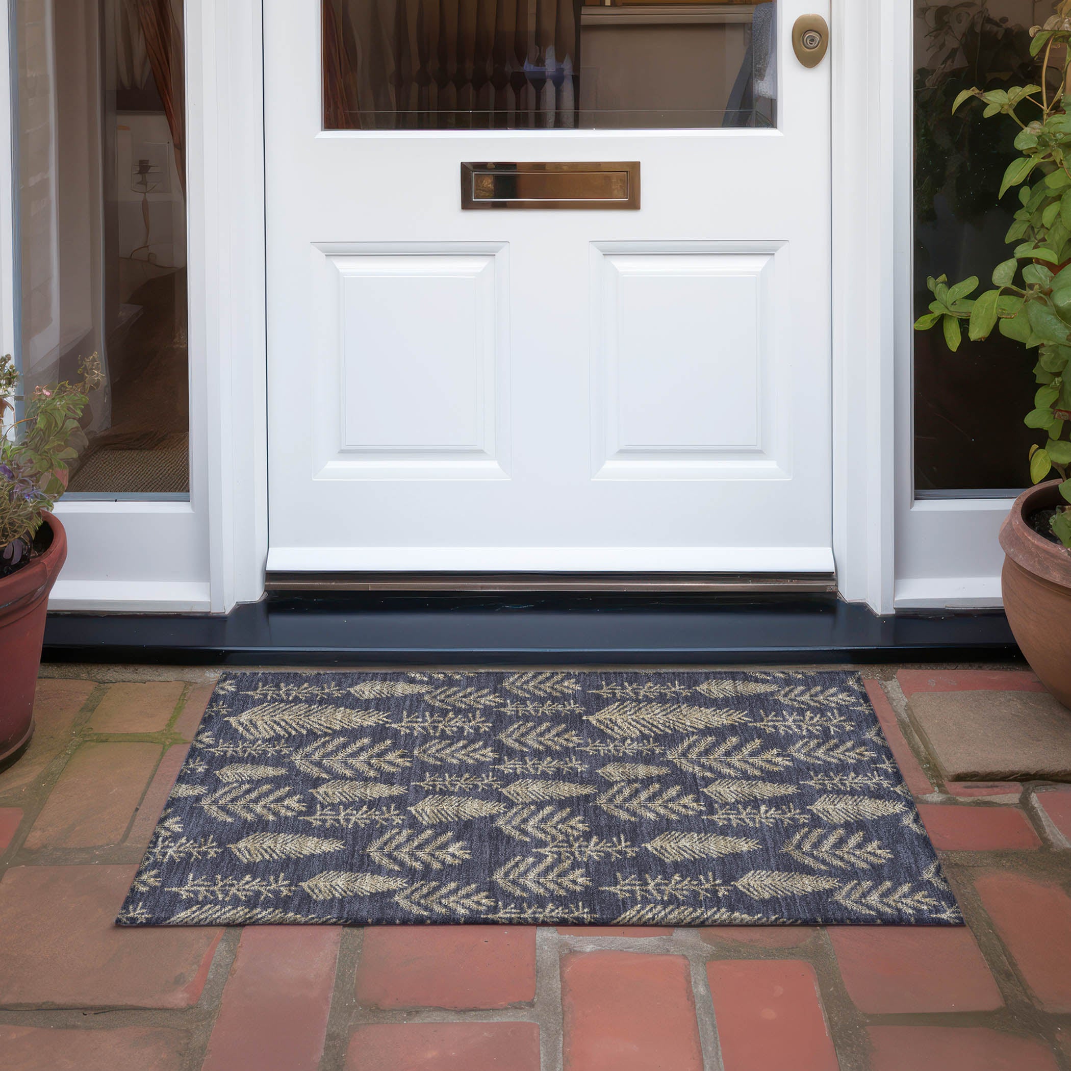 Luxury Machine Washable Indoor/Outdoor Holiday WN21 Black Rug 1'8" x 2'6" #shape_Rectangle