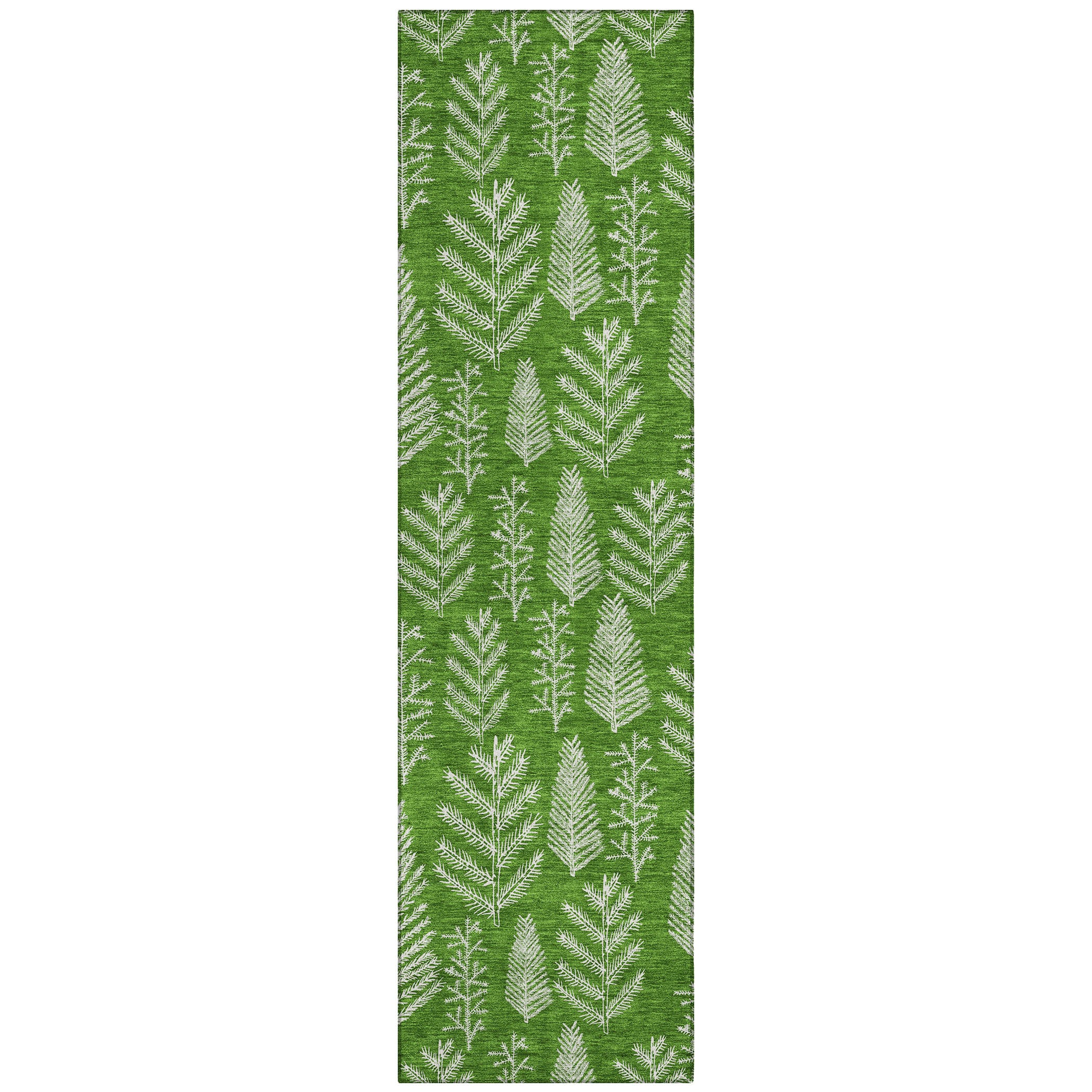 Luxury Machine Washable Indoor/Outdoor Holiday WN21 Green Rug 2'3" x 7'6" #shape_Runner