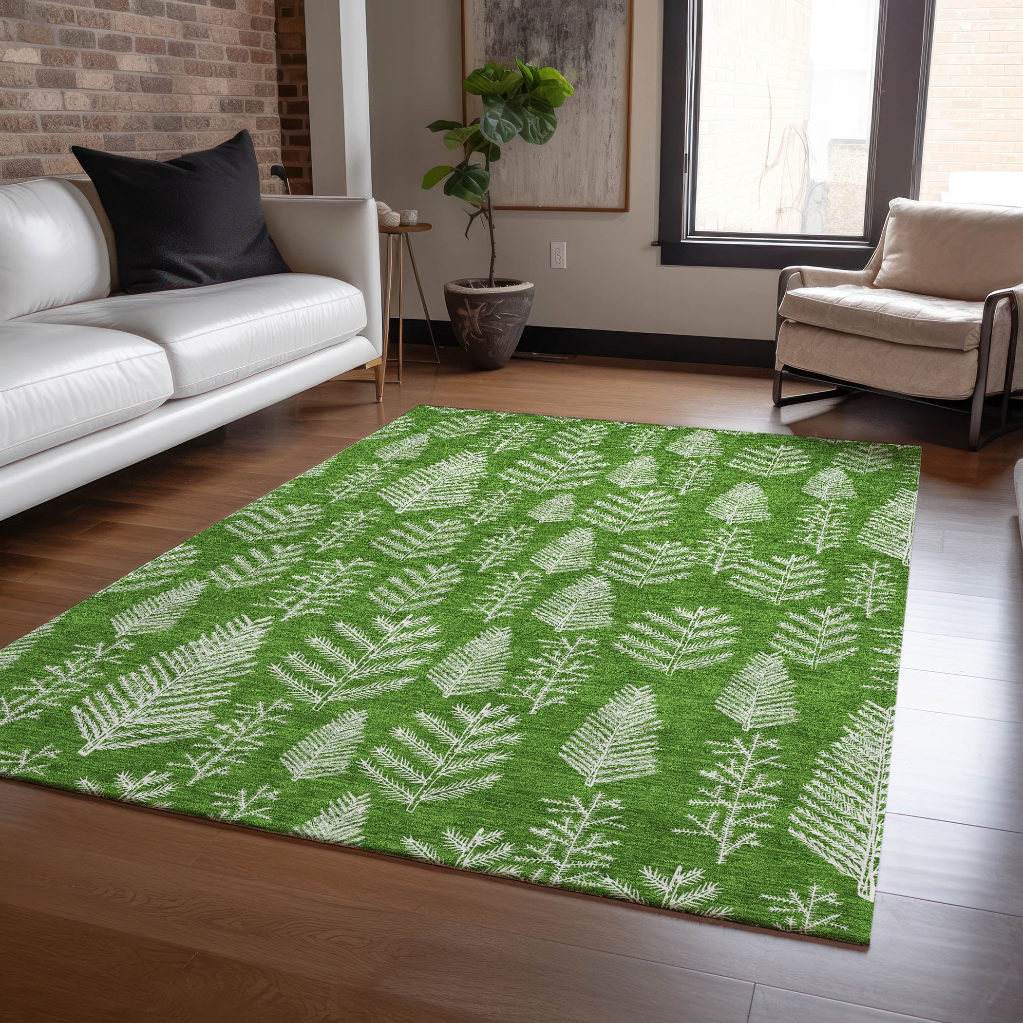 Luxury Machine Washable Indoor/Outdoor Holiday WN21 Green Rug 2'6" x 3'10" #shape_Rectangle
