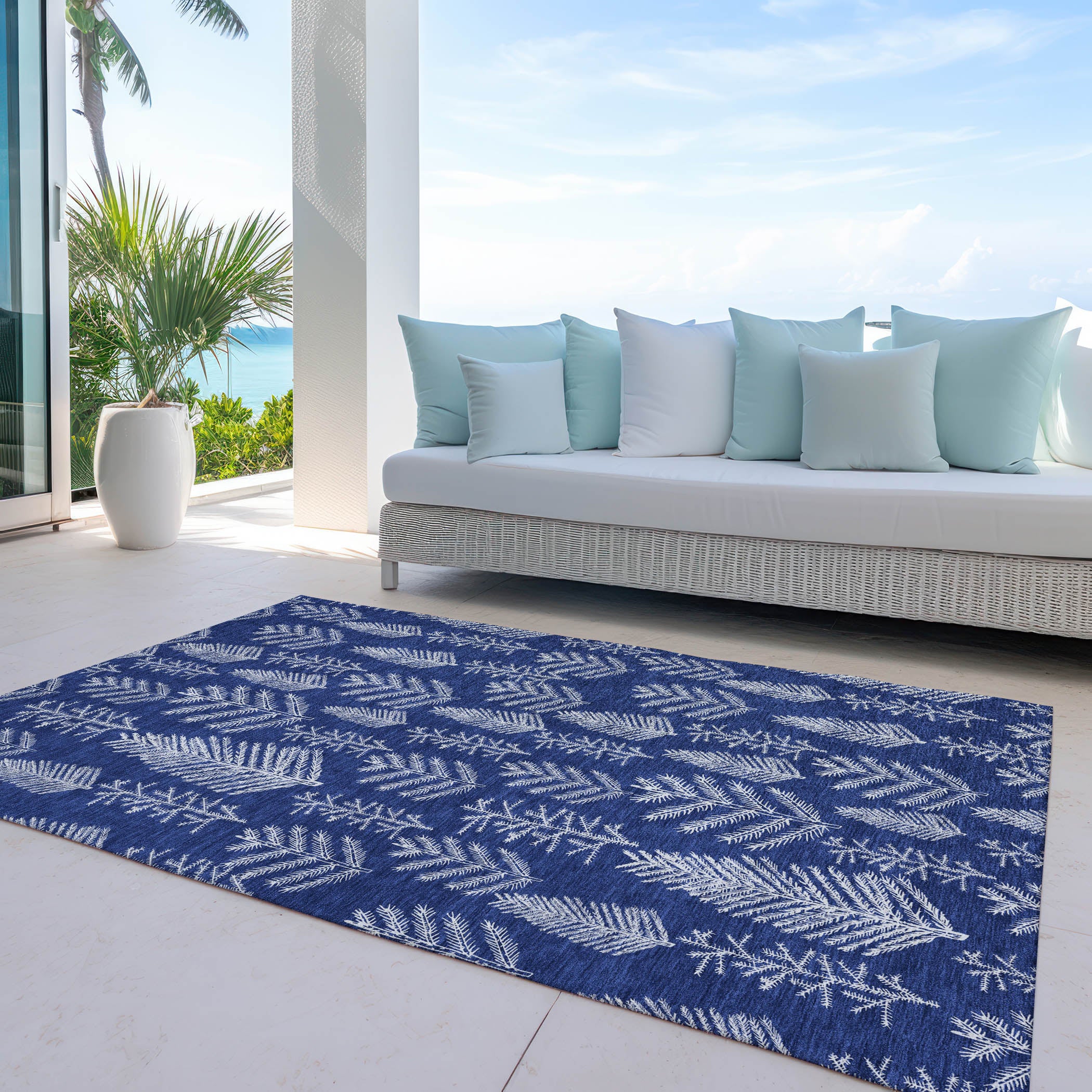 Luxury Machine Washable Indoor/Outdoor Holiday WN21 Navy Blue Rug 2'6" x 3'10" #shape_Rectangle