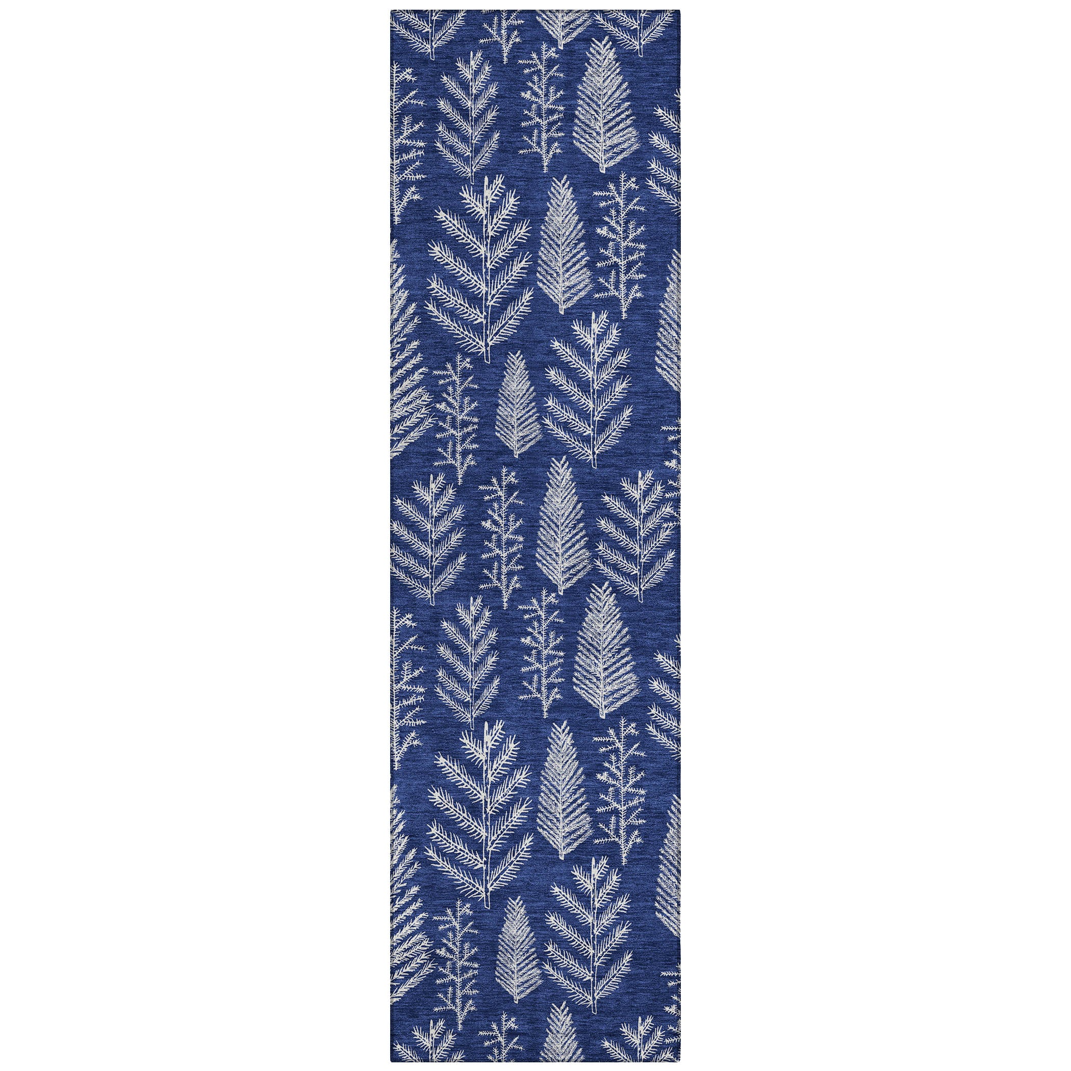 Luxury Machine Washable Indoor/Outdoor Holiday WN21 Navy Blue Rug 2'3" x 7'6" #shape_Runner