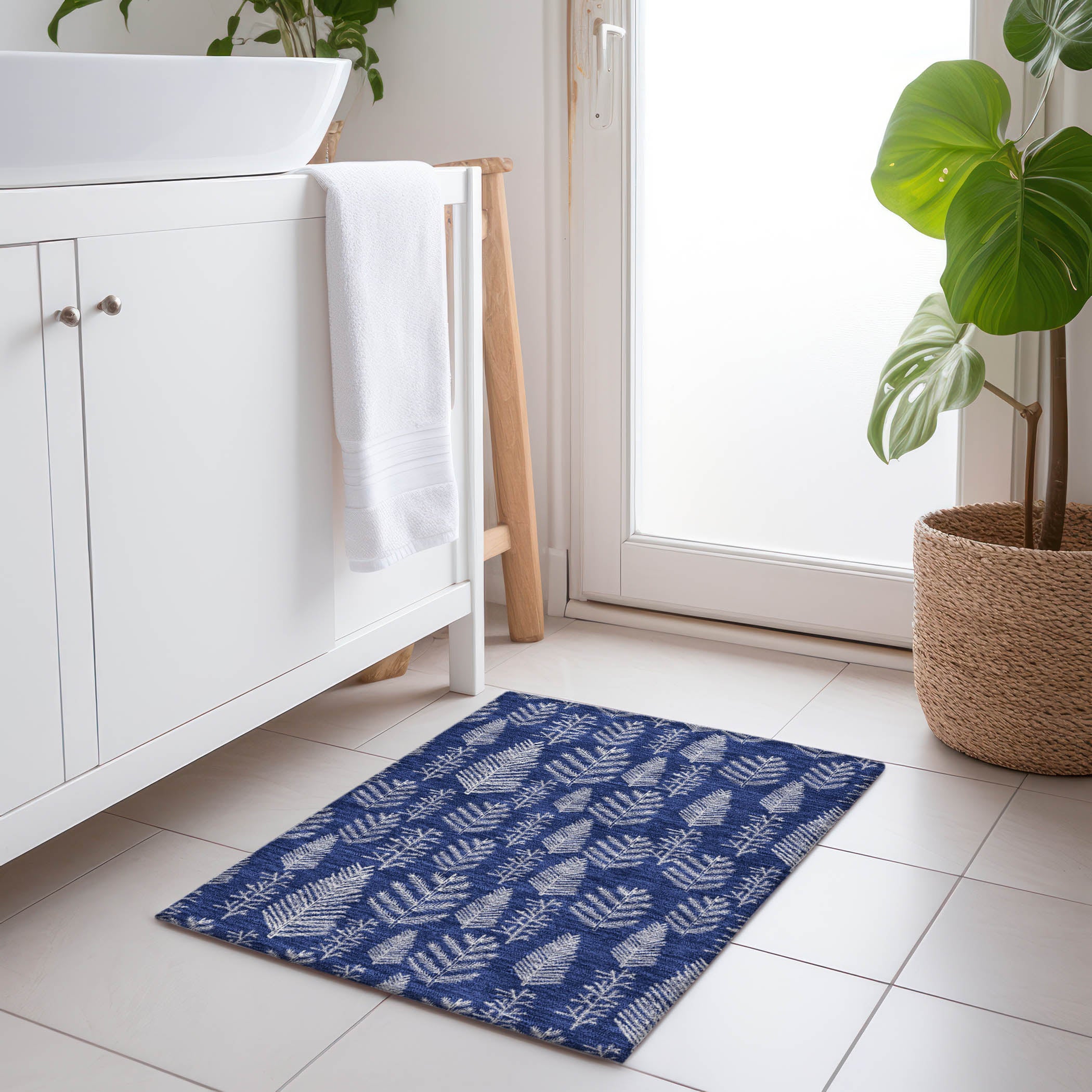 Luxury Machine Washable Indoor/Outdoor Holiday WN21 Navy Blue Rug 1'8" x 2'6" #shape_Rectangle
