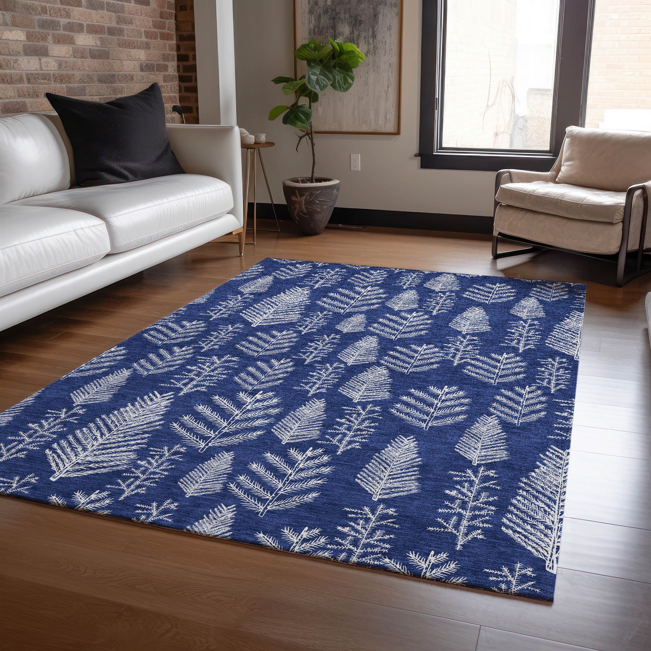 Luxury Machine Washable Indoor/Outdoor Holiday WN21 Navy Blue Rug 2'6" x 3'10" #shape_Rectangle