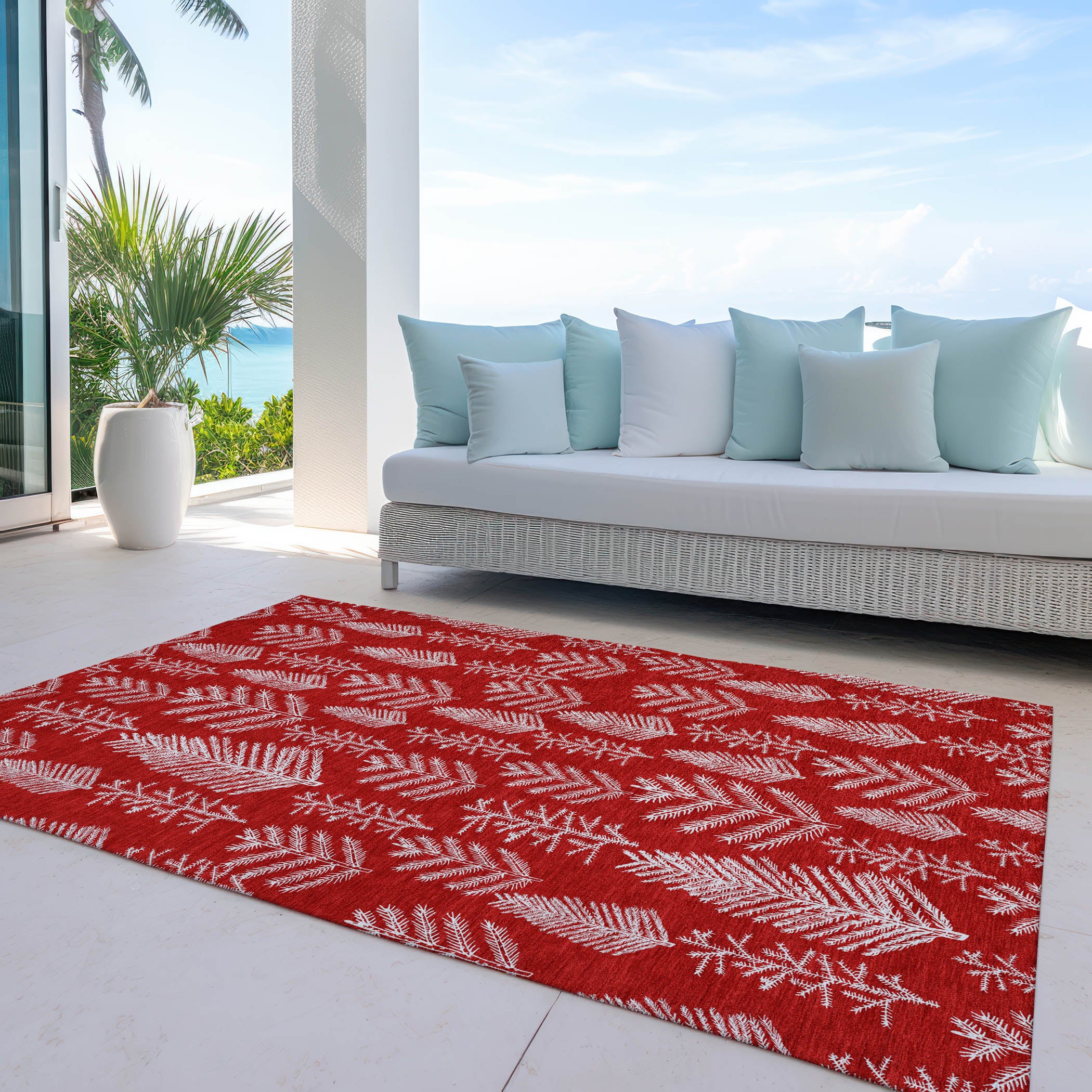 Luxury Machine Washable Indoor/Outdoor Holiday WN21 Red Rug 2'6" x 3'10" #shape_Rectangle