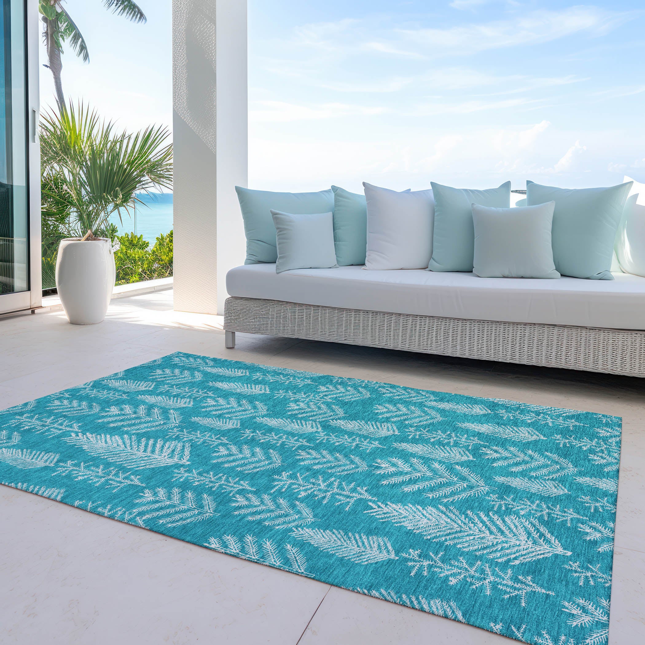 Luxury Machine Washable Indoor/Outdoor Holiday WN21 Teal Rug 2'6" x 3'10" #shape_Rectangle