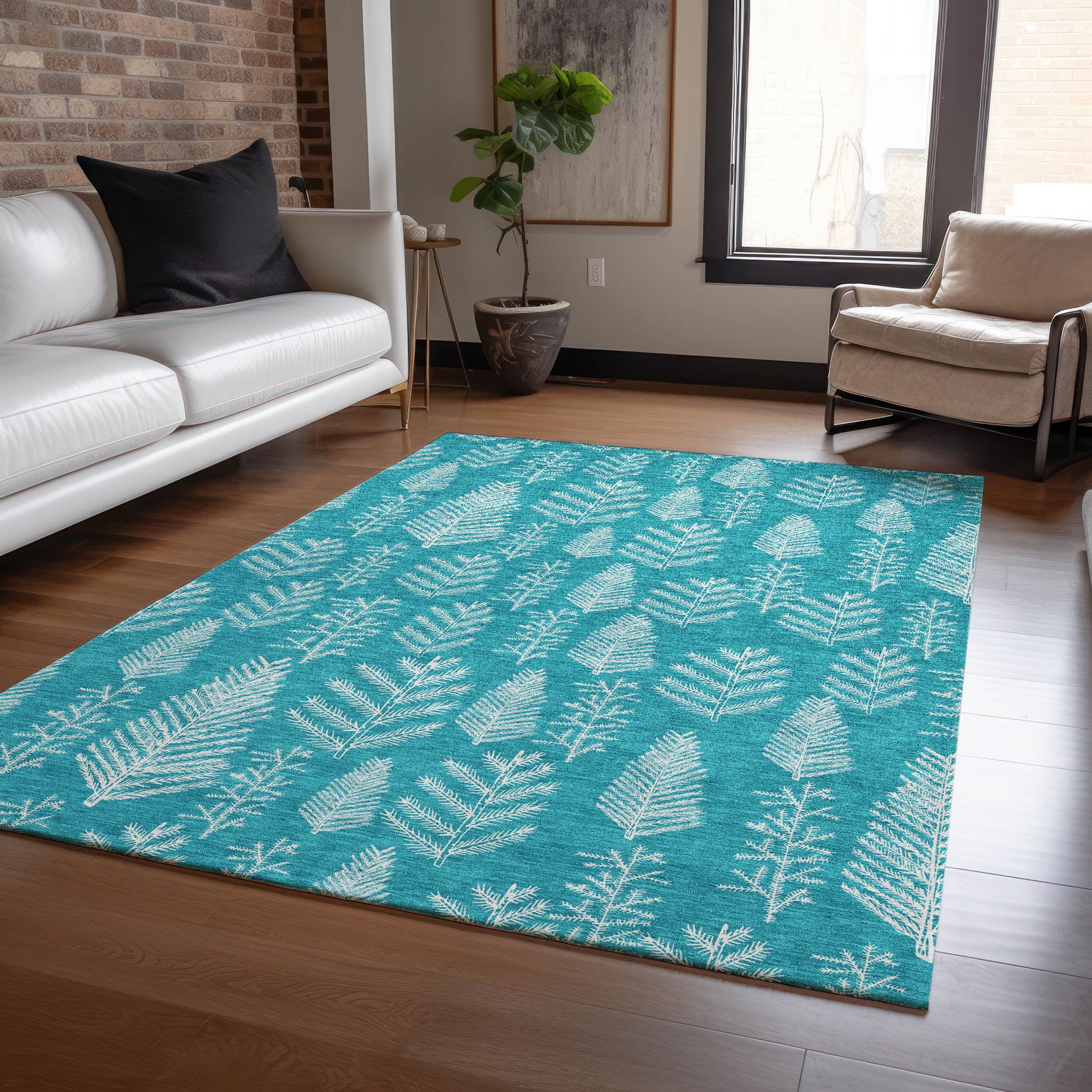 Luxury Machine Washable Indoor/Outdoor Holiday WN21 Teal Rug 2'6" x 3'10" #shape_Rectangle