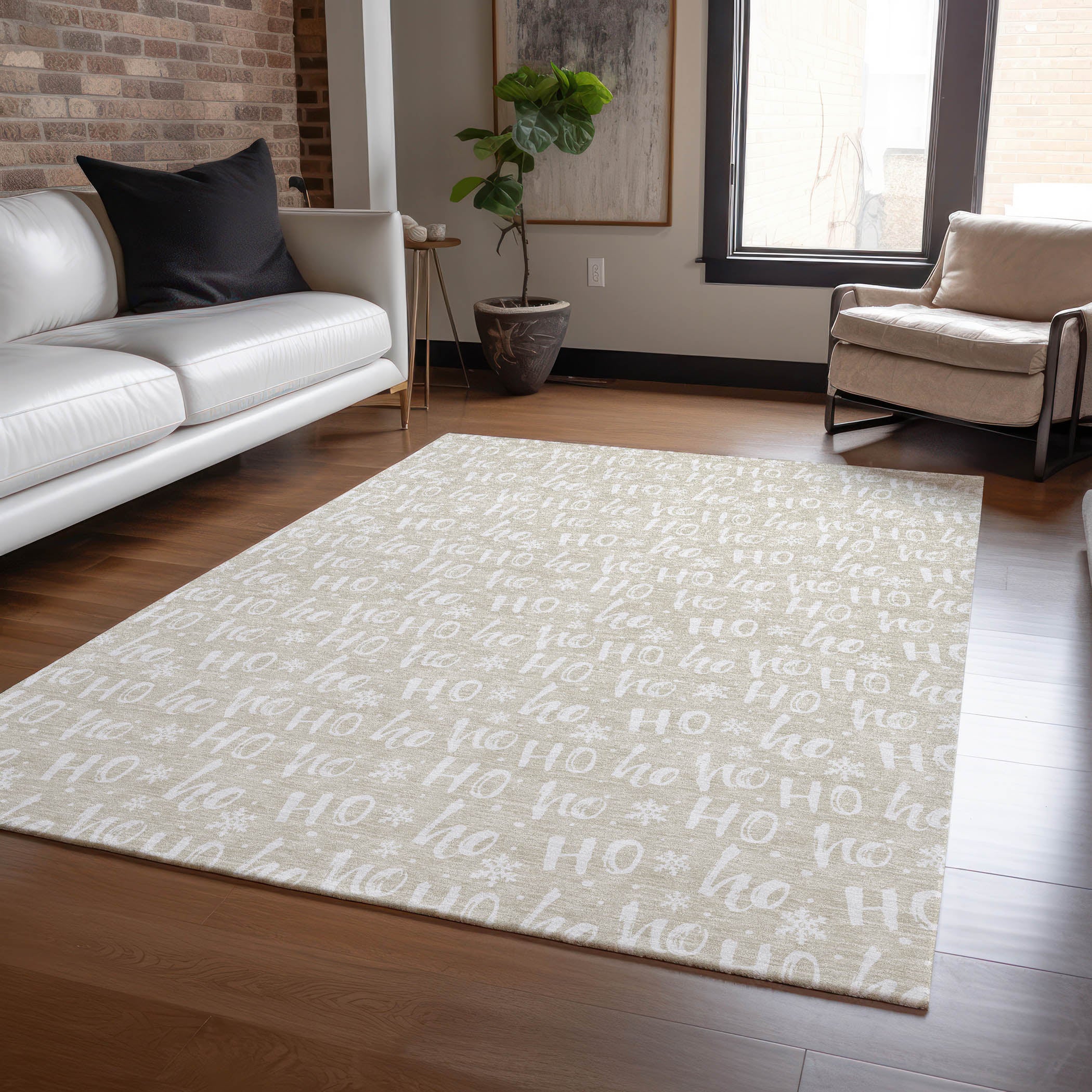 Luxury Machine Washable Indoor/Outdoor Holiday WN22 Beige Ivory Rug 2'6" x 3'10" #shape_Rectangle