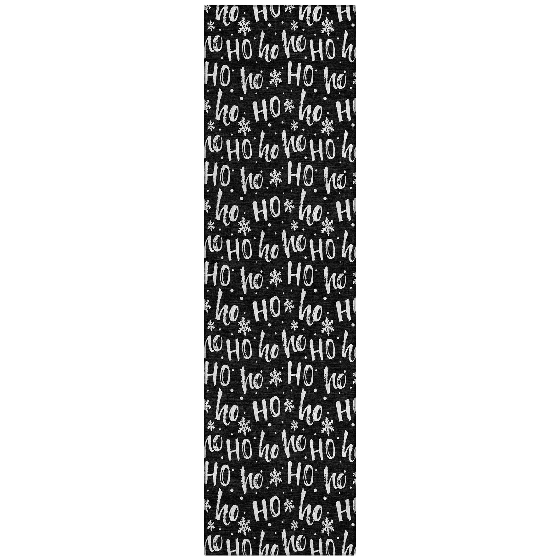 Luxury Machine Washable Indoor/Outdoor Holiday WN22 Black Rug 2'3" x 7'6" #shape_Runner