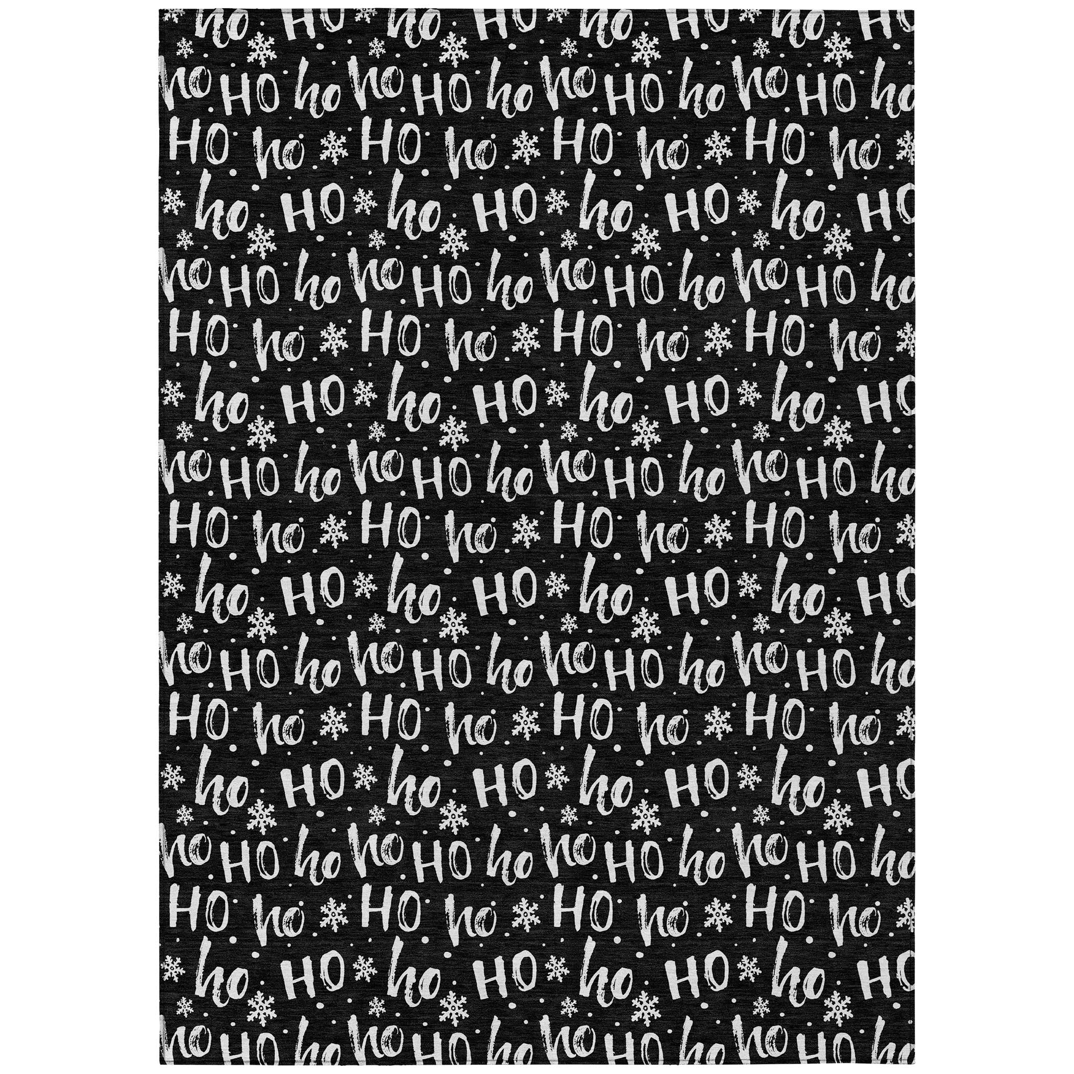 Luxury Machine Washable Indoor/Outdoor Holiday WN22 Black Rug 2'6" x 3'10" #shape_Rectangle