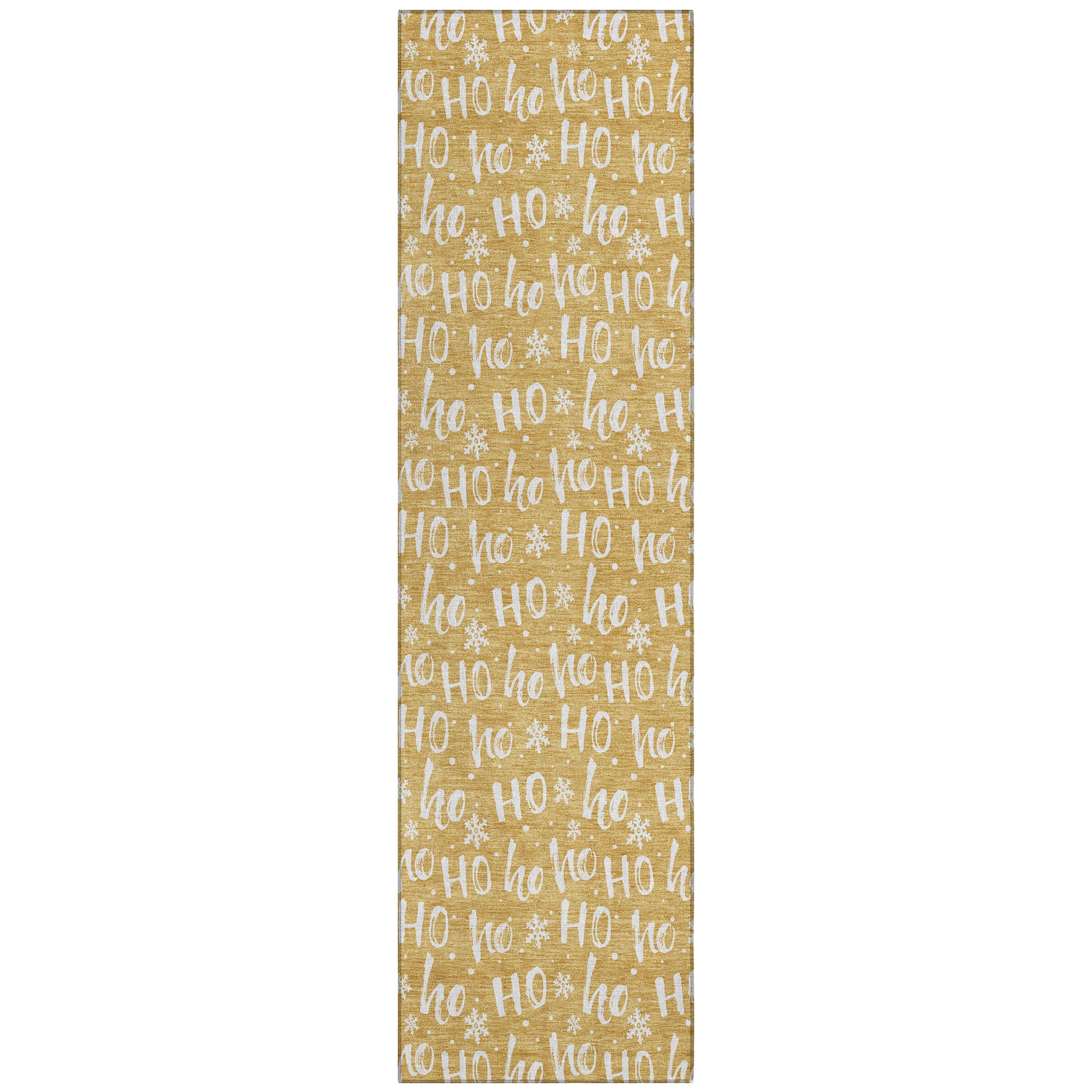 Luxury Machine Washable Indoor/Outdoor Holiday WN22 Gold Rug 2'3" x 7'6" #shape_Runner
