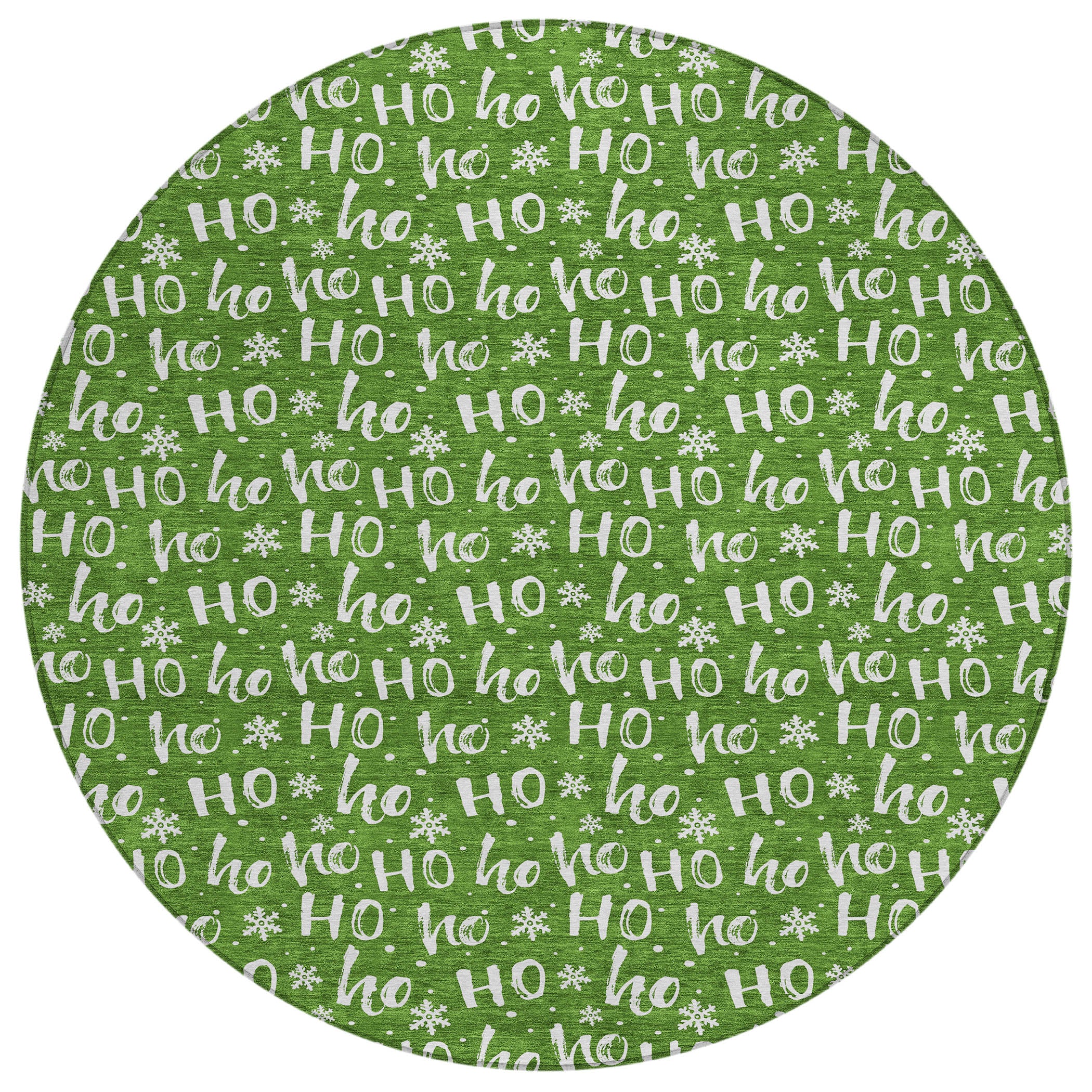 Luxury Machine Washable Indoor/Outdoor Holiday WN22 Green Rug 8' x 8' #shape_Round