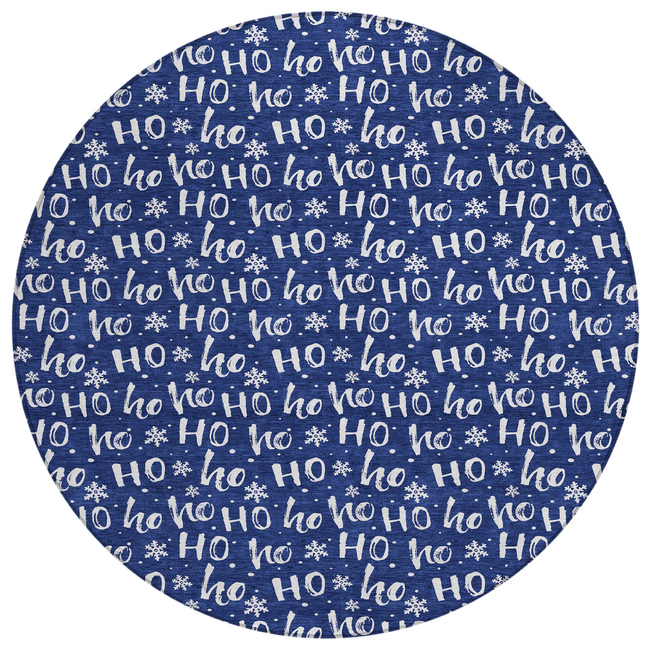 Luxury Machine Washable Indoor/Outdoor Holiday WN22 Navy Blue Rug 8' x 8' #shape_Round