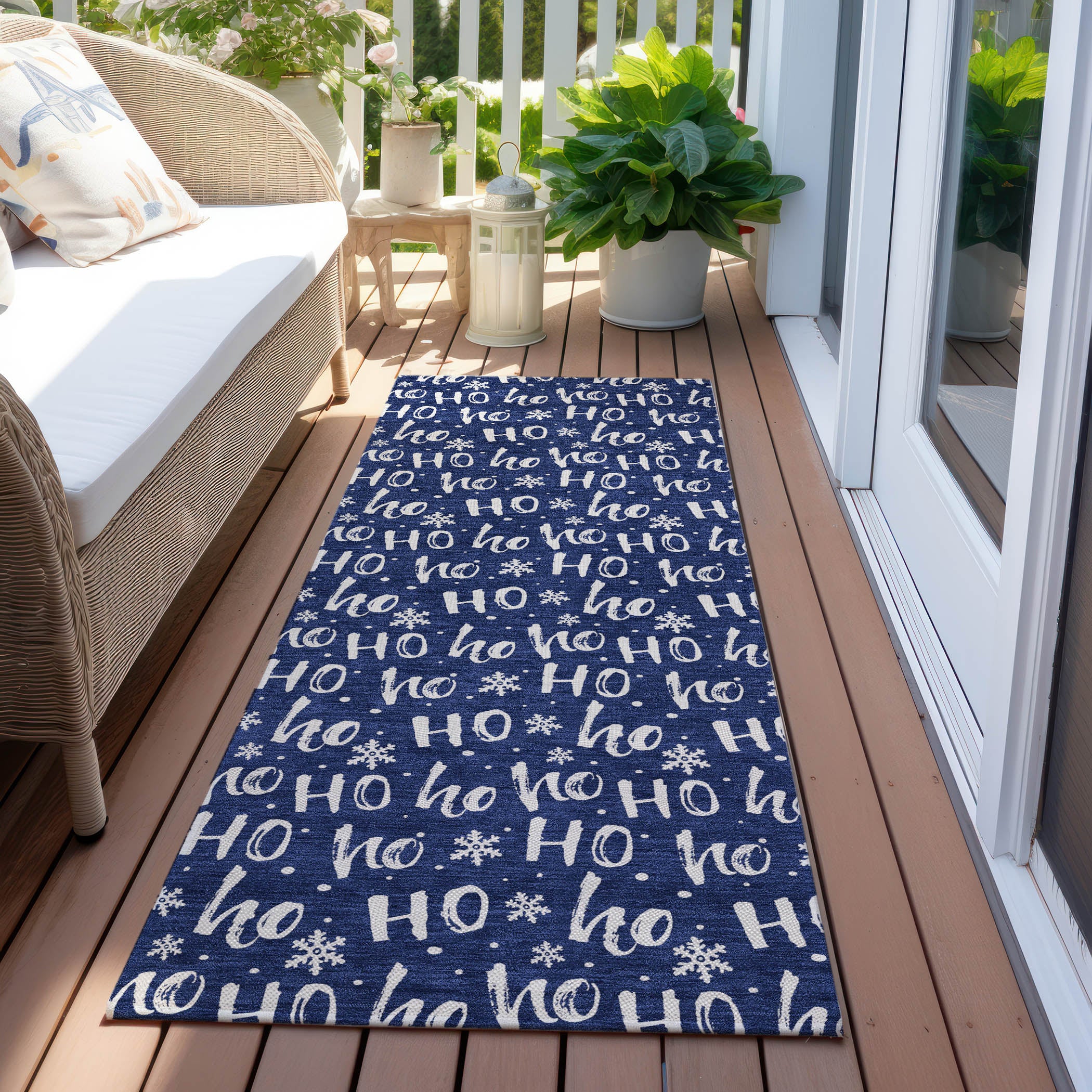 Luxury Machine Washable Indoor/Outdoor Holiday WN22 Navy Blue Rug 2'3" x 7'6" #shape_Runner