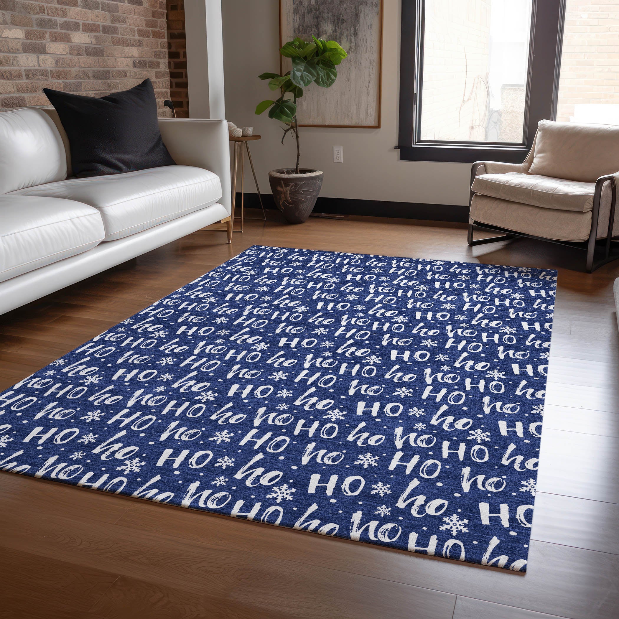 Luxury Machine Washable Indoor/Outdoor Holiday WN22 Navy Blue Rug 2'6" x 3'10" #shape_Rectangle