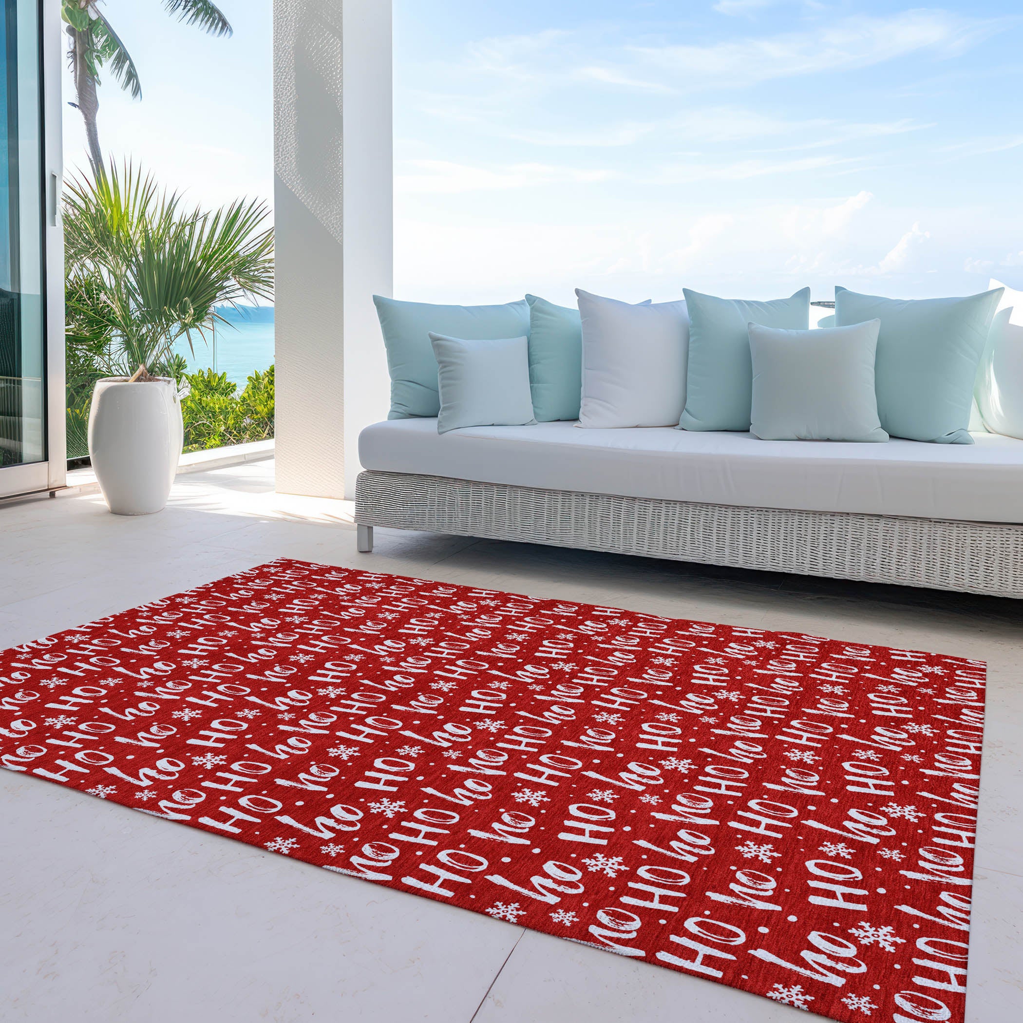 Luxury Machine Washable Indoor/Outdoor Holiday WN22 Red Rug 2'6" x 3'10" #shape_Rectangle