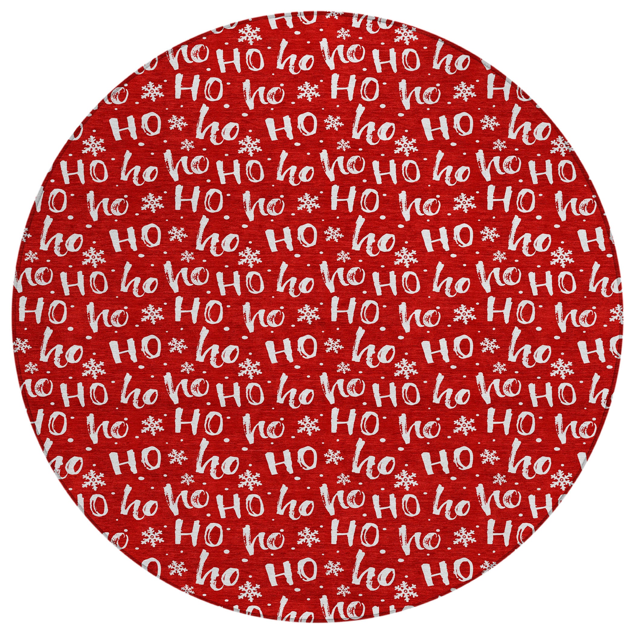 Luxury Machine Washable Indoor/Outdoor Holiday WN22 Red Rug 8' x 8' #shape_Round