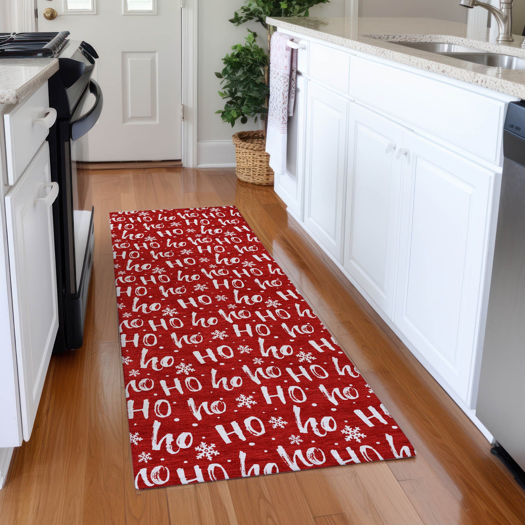 Luxury Machine Washable Indoor/Outdoor Holiday WN22 Red Rug 2'3" x 7'6" #shape_Runner