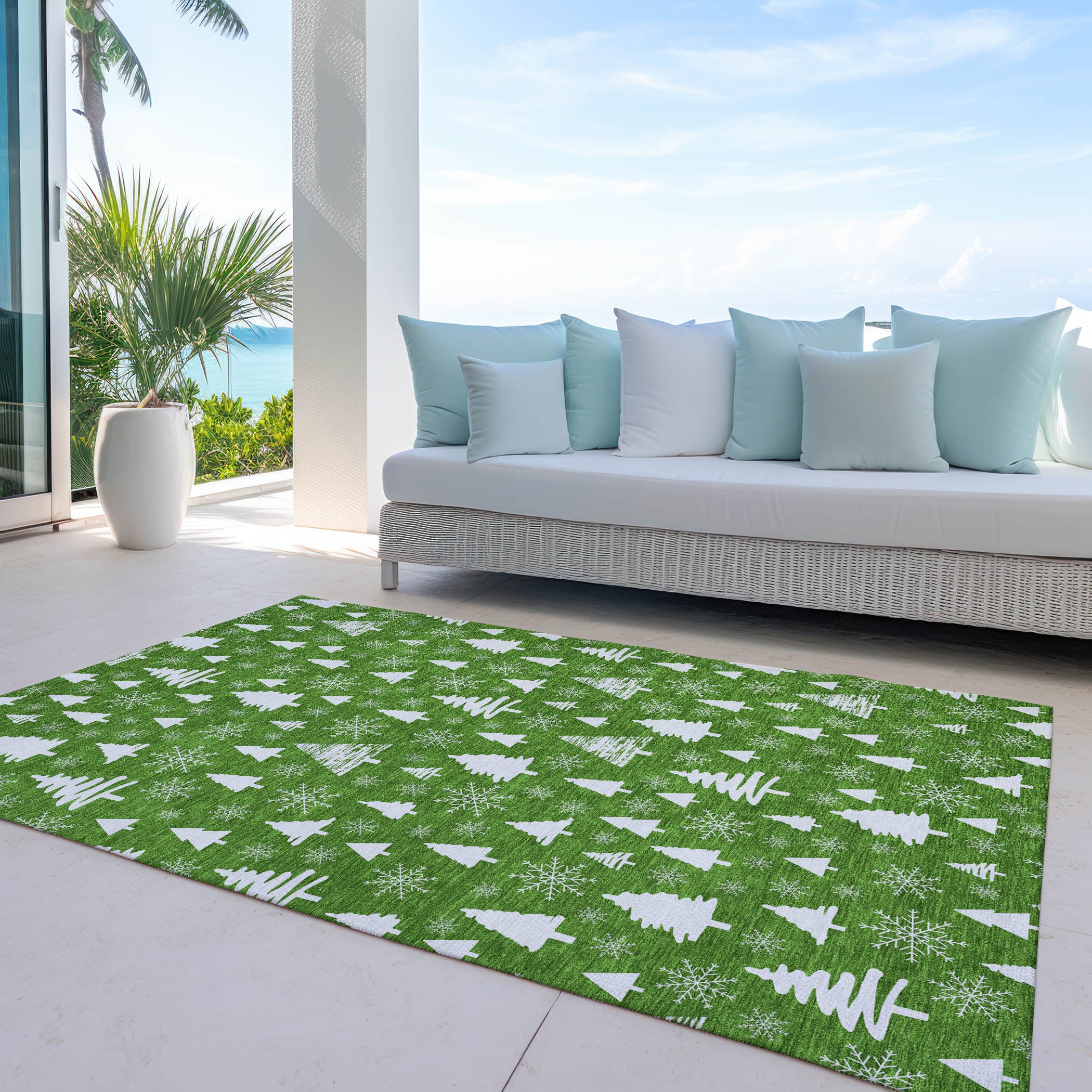 Luxury Machine Washable Indoor/Outdoor Holiday WN23 Emerald Green Rug 2'6" x 3'10" #shape_Rectangle
