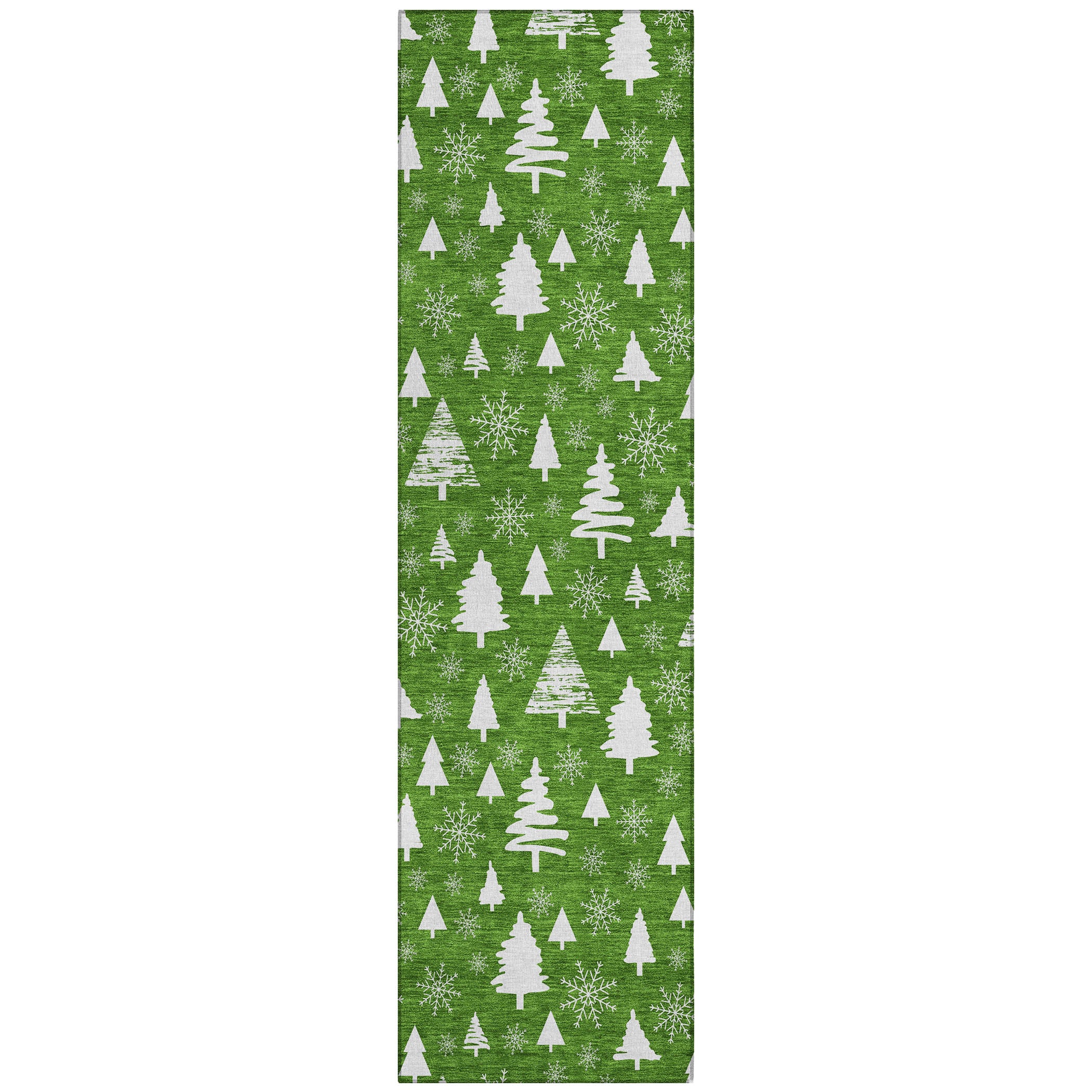 Luxury Machine Washable Indoor/Outdoor Holiday WN23 Emerald Green Rug 2'3" x 7'6" #shape_Runner