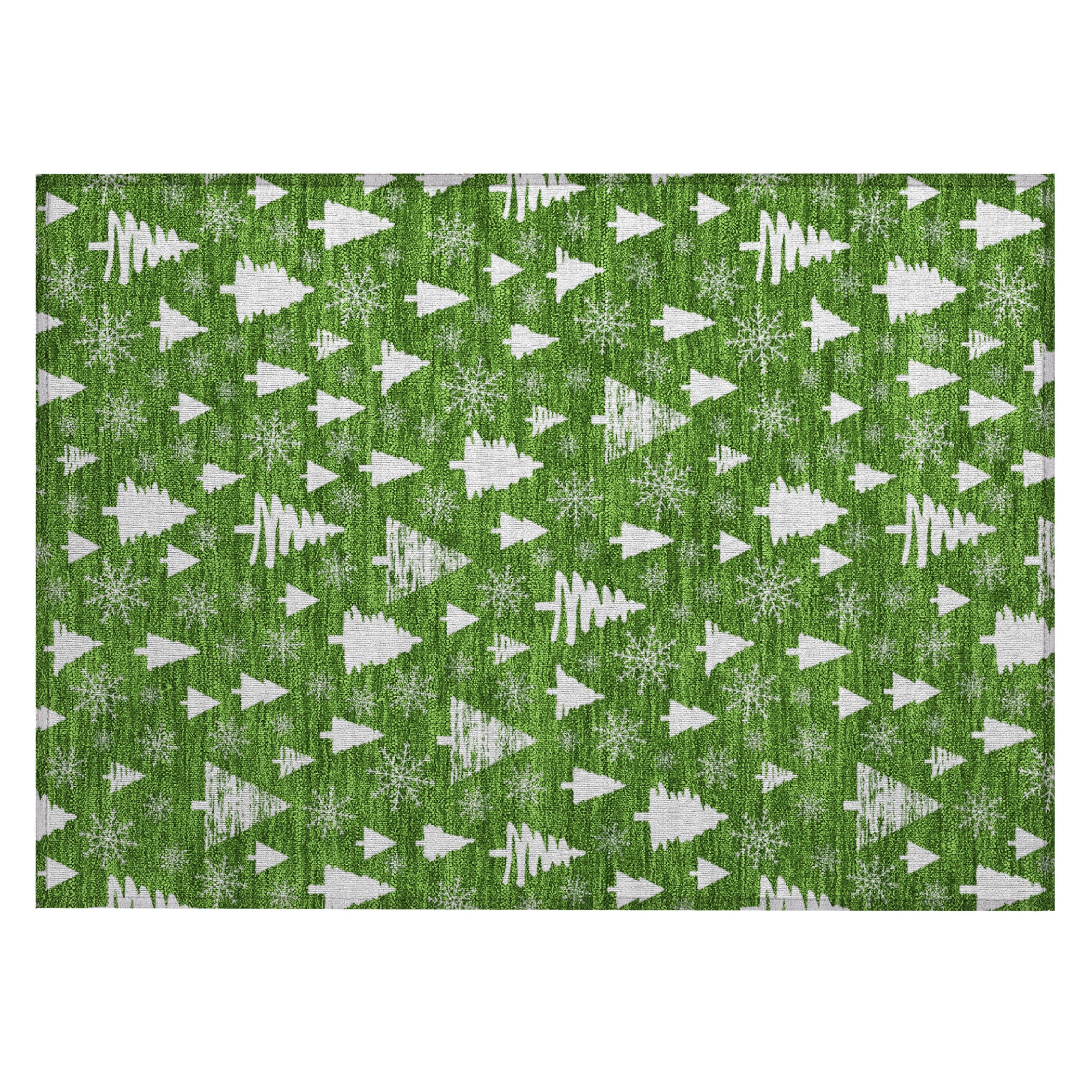 Luxury Machine Washable Indoor/Outdoor Holiday WN23 Emerald Green Rug 1'8" x 2'6" #shape_Rectangle