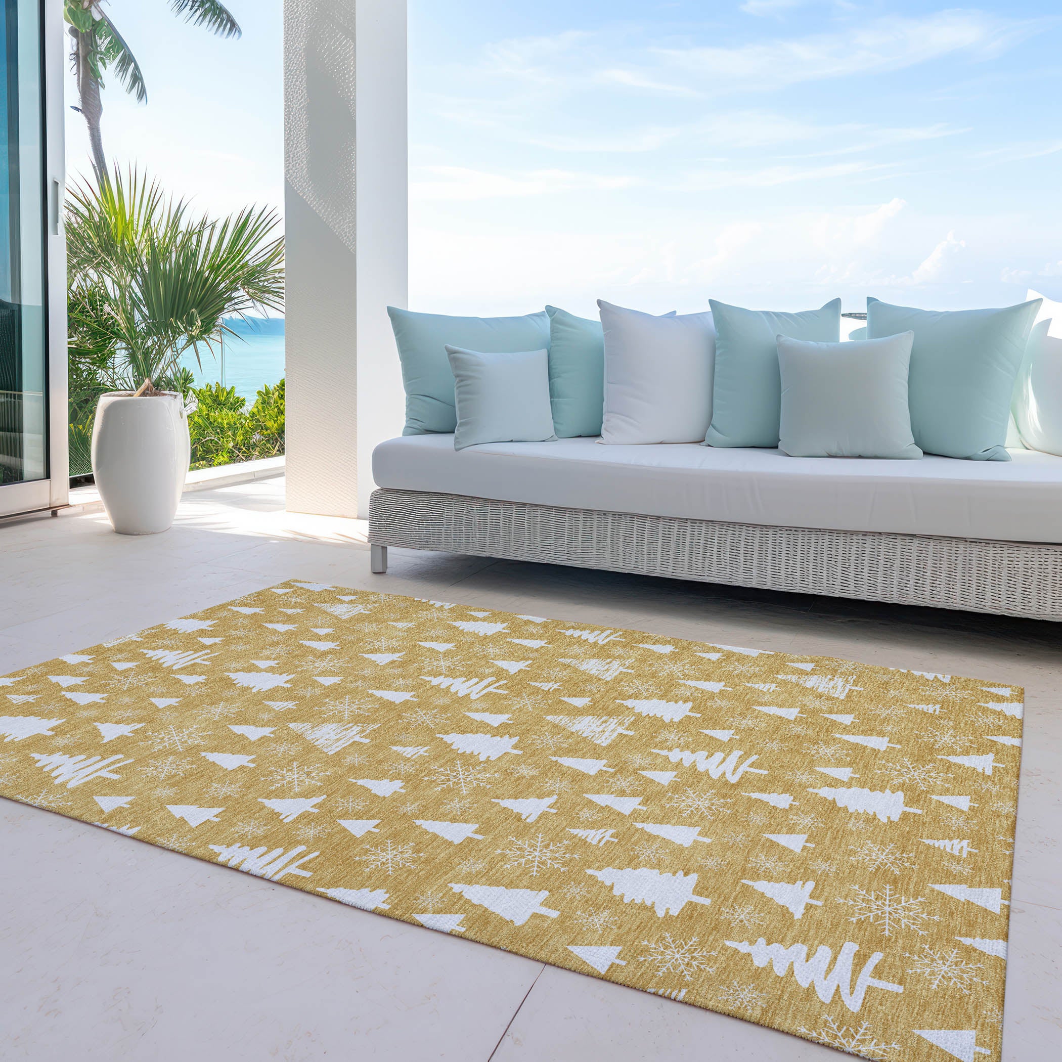 Luxury Machine Washable Indoor/Outdoor Holiday WN23 Gold Rug 2'6" x 3'10" #shape_Rectangle