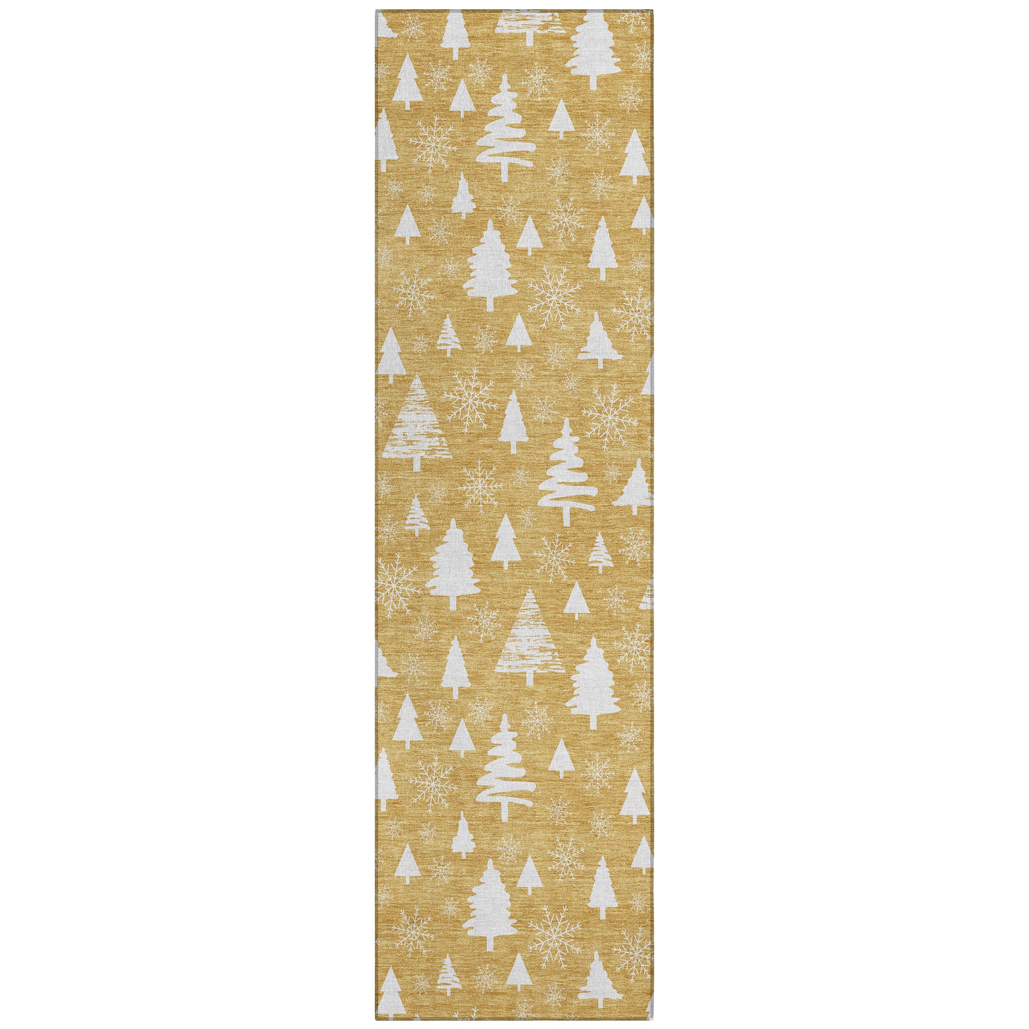 Luxury Machine Washable Indoor/Outdoor Holiday WN23 Gold Rug 2'3" x 7'6" #shape_Runner