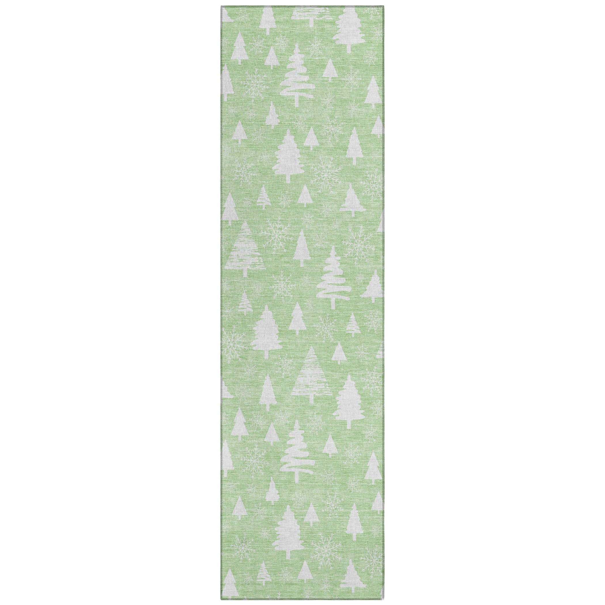 Luxury Machine Washable Indoor/Outdoor Holiday WN23 Mint Green Rug 2'3" x 7'6" #shape_Runner
