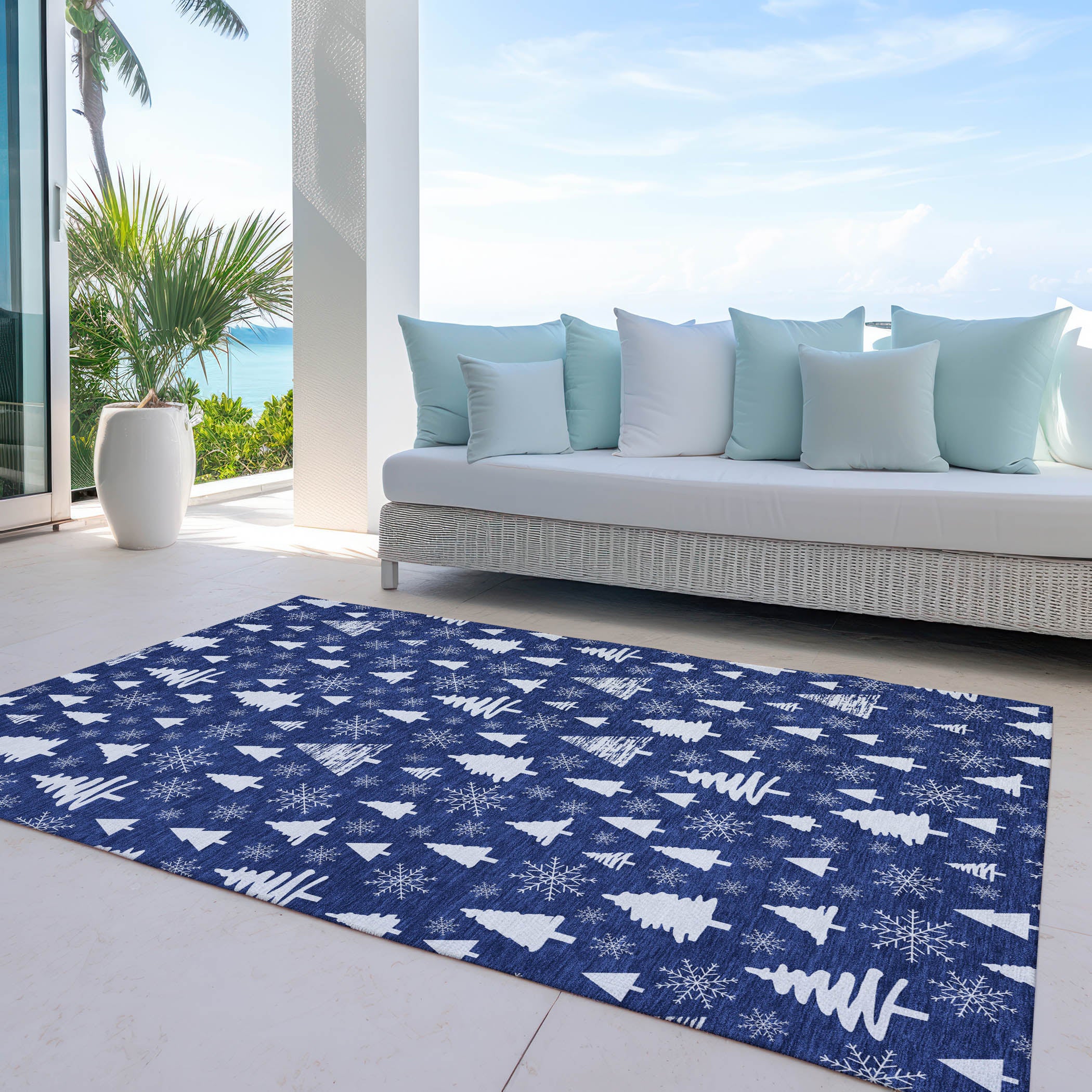 Luxury Machine Washable Indoor/Outdoor Holiday WN23 Navy Blue Rug 2'6" x 3'10" #shape_Rectangle
